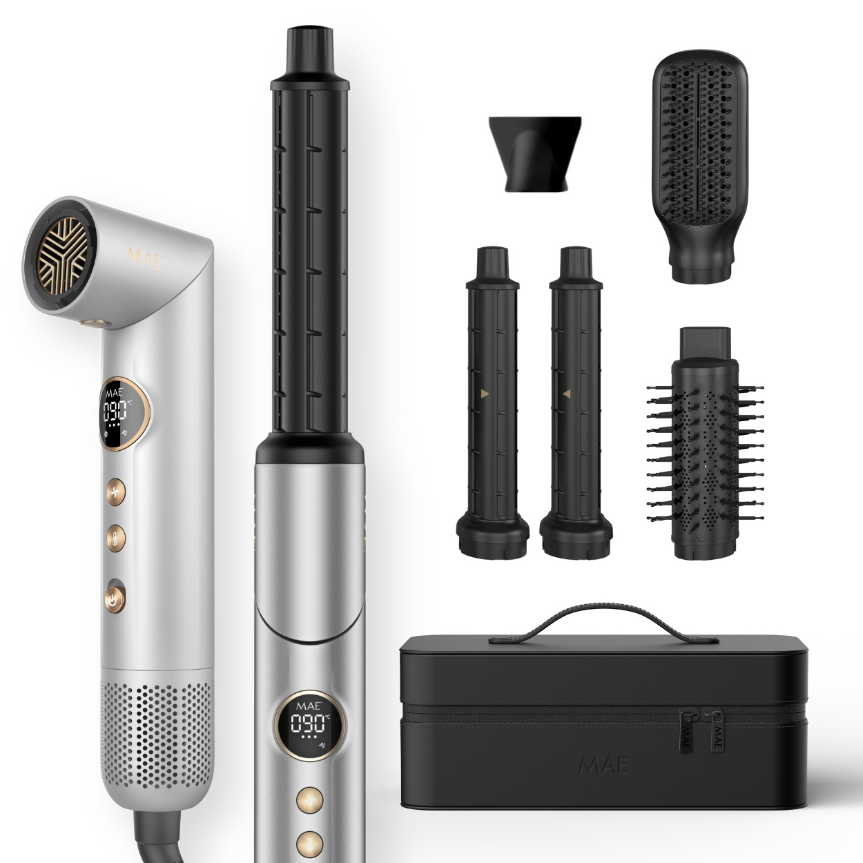 Mae Haarstyler Pro II mit Coand-Effekt, hitzeschonend, 4 Wärmestufen, Silber Airstyler Pro II