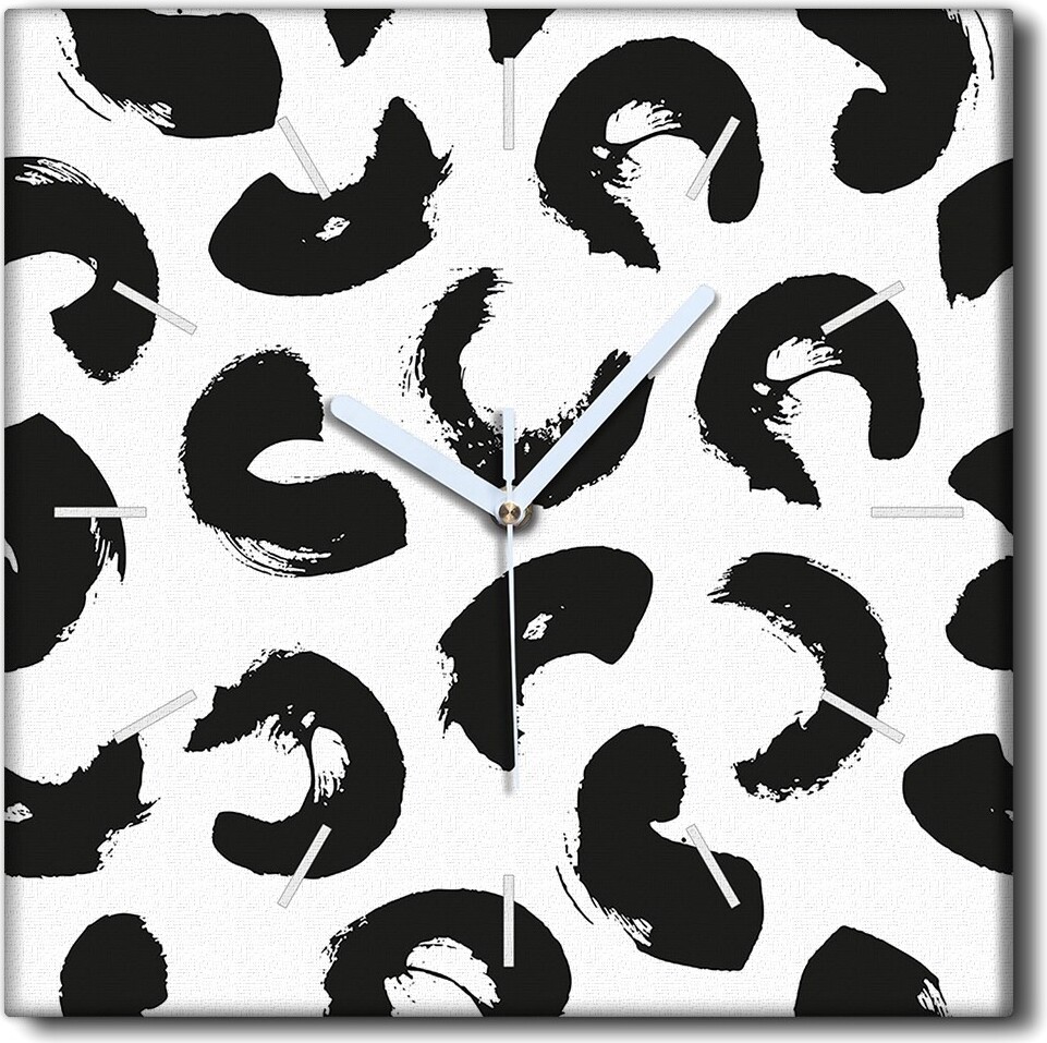 Coloray Uhr auf Leinwand 30x30 cm Wand Uhr Dekoration Wohnzimmer Segeltuch weiße Zeiger -Tintenabstraktion zck-30x30-w0011120-b
