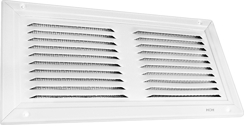 Lüftungsgitter LG-3020 MGS-W – Aluminium Weiß, 300x200 Mm, Mit Fliegengitter, Für Abluft