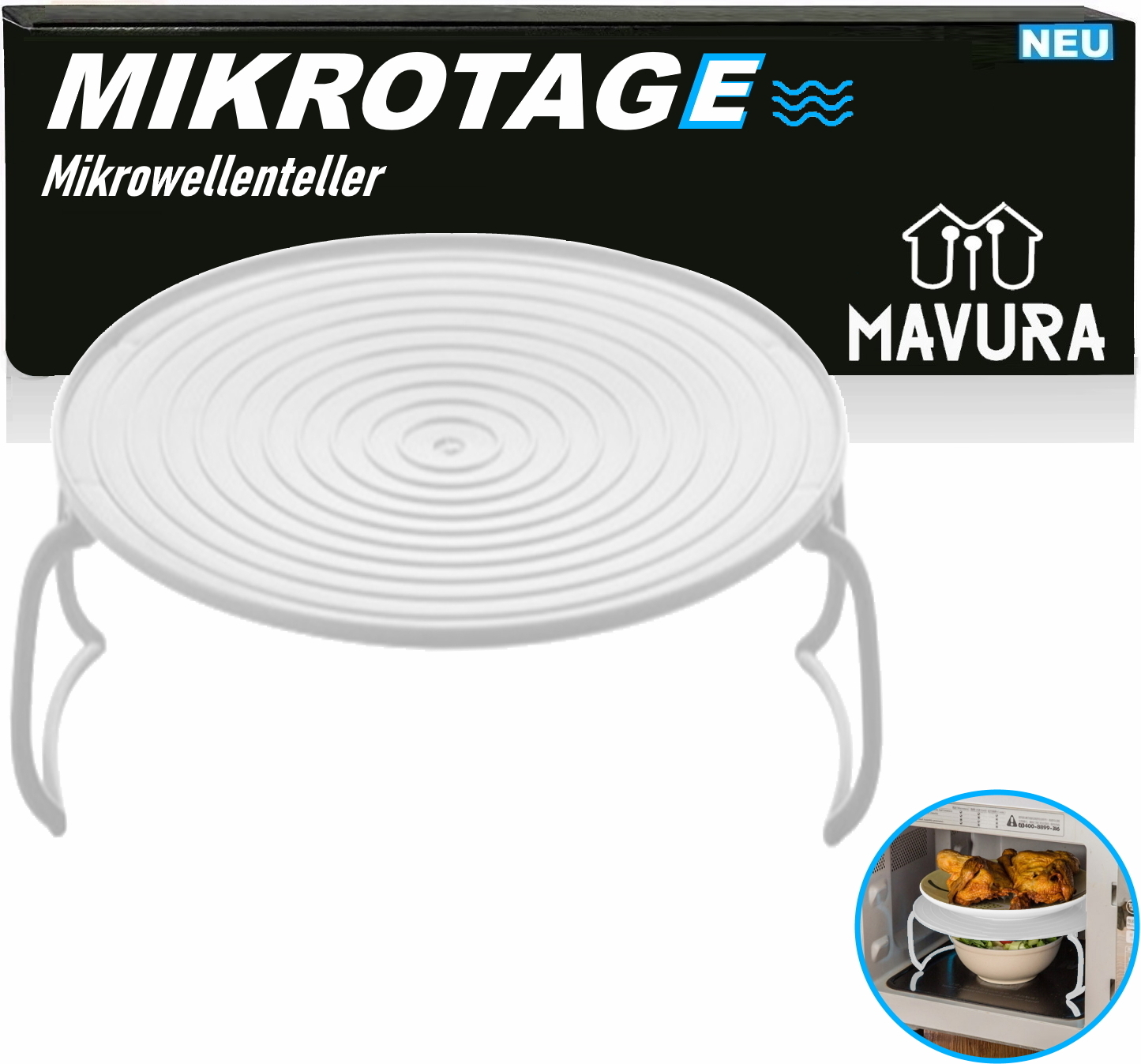 MAVURA MIKROTAGE Mikrowellen Etagere Stapler Tablett Mikrowelle Teller Platte Etage weiß A681