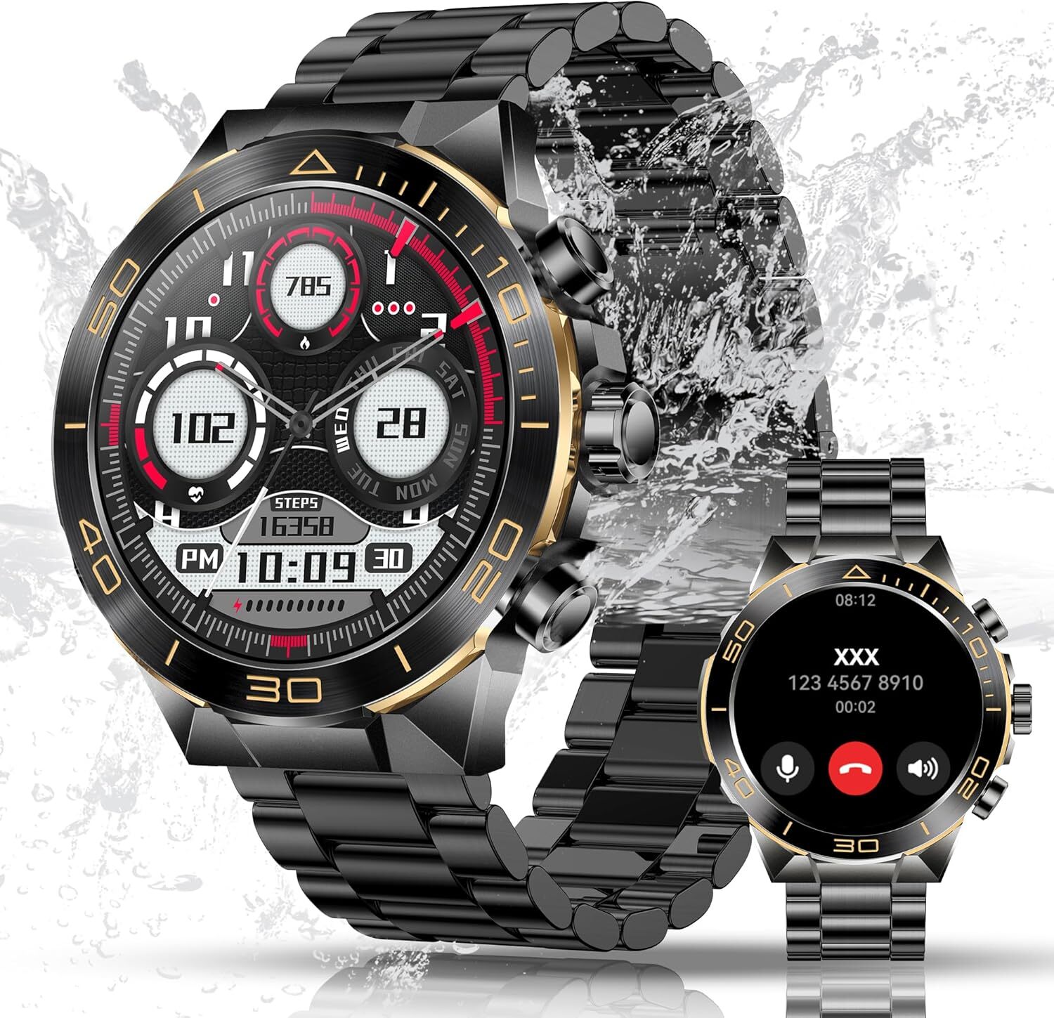 ELEJAFE Herren Smartwatch AMOLED HD mit Telefonfunktion, 130+ Sportmodi, Fitnessuhr, Fitnesstracker mit Herzfrequenz, SpO2-Schlafmonitor IP68 wasserdichte