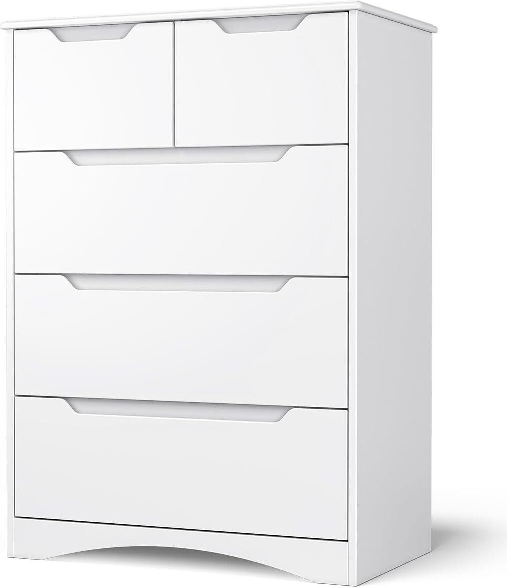 Bealife Kommode 72x41x94 cm | 3 + 2 Schubladen | Weiß | Aus MDF | Mit Kippschutz & Schubladengleitern | AP23 AP23-W