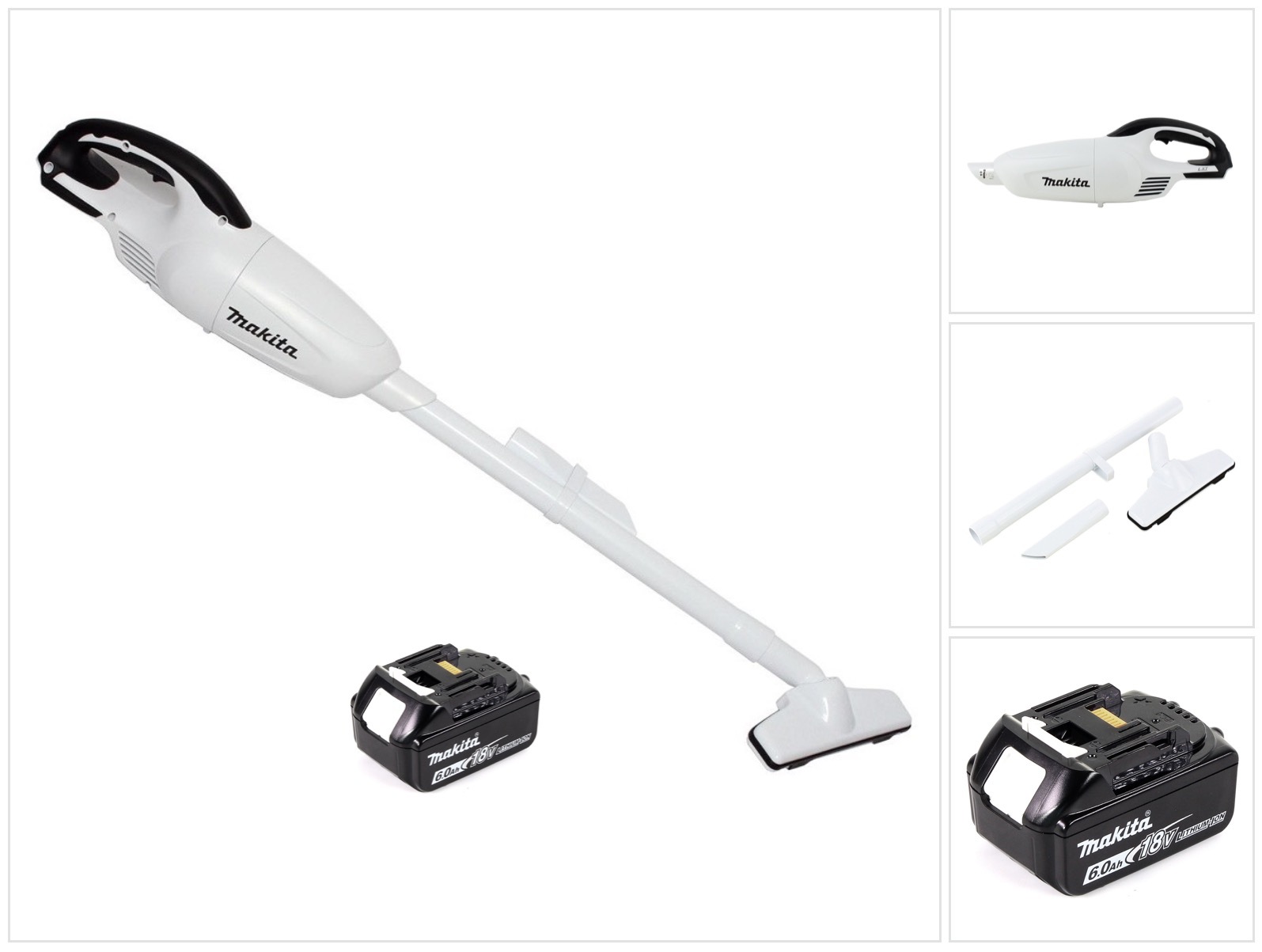 Akumulátorový vysávač Makita DCL 180 G1 W 18 V biely + 1x akumulátor 6,0 Ah - bez nabíjačky