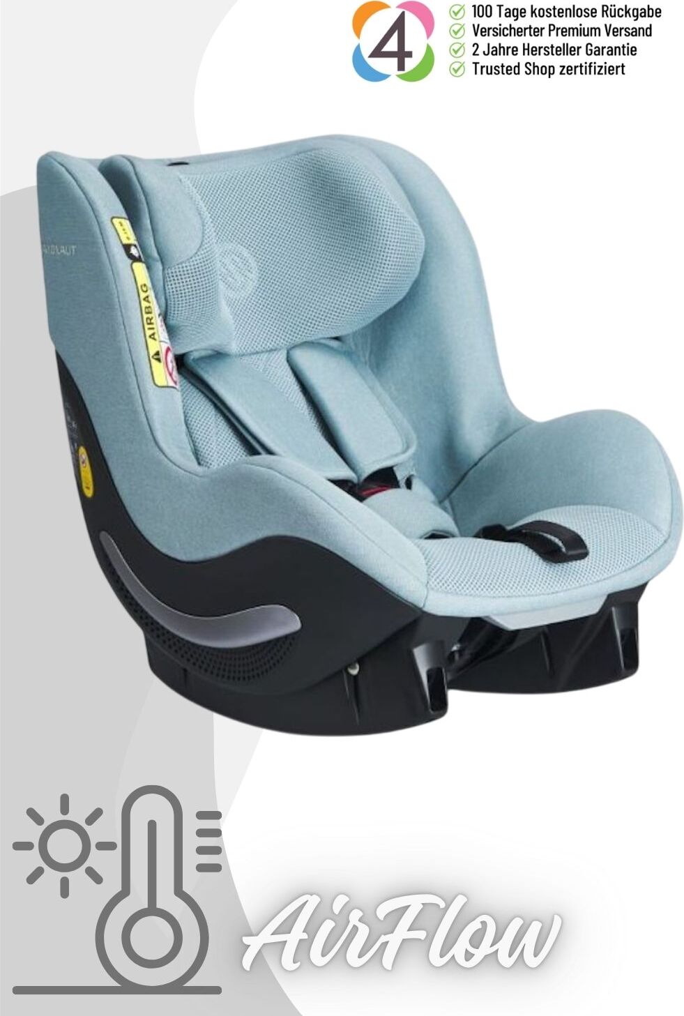 Avionaut AeroFIX AirFlow - Reboard Kindersitz (0-18 kg), Farbe Kindersitz:Mint 0126.00.001114