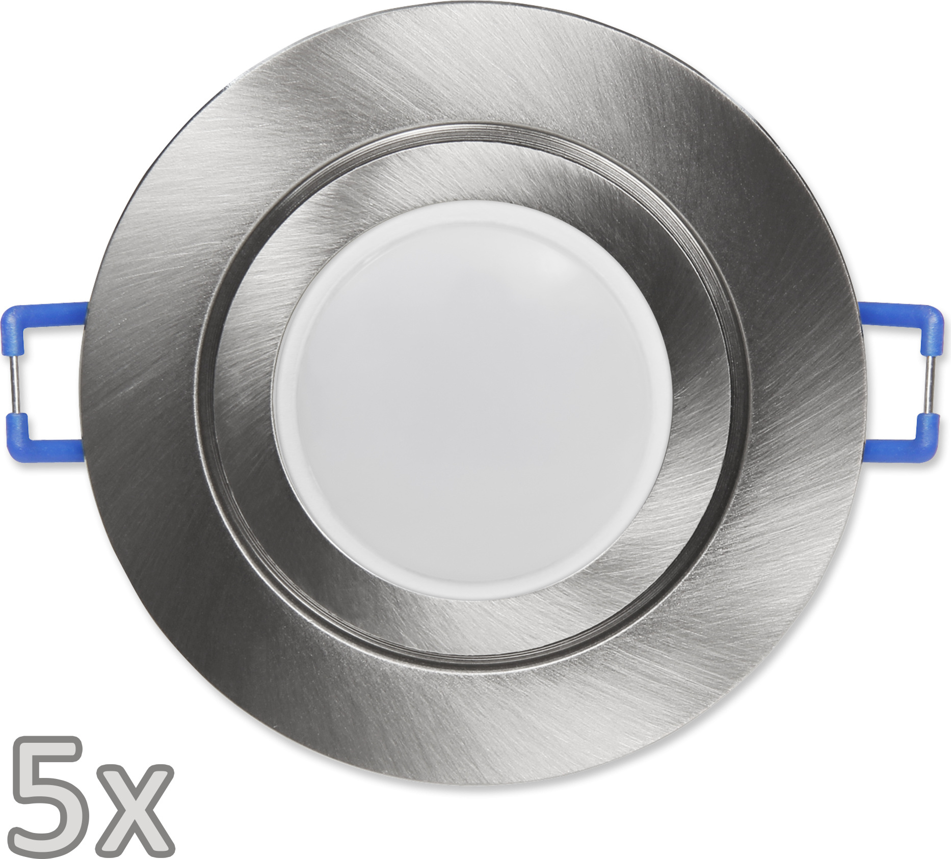 Einbauleuchten-Set McShine, 5xRahmen, 5xLED-Modul, 7W, 608Lumen, 230V, Edelstahl 1452983