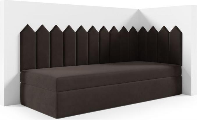 LIKMA Kinderbett 100x200 cm Braun Bett mit Bettkasten Jugendbett Polsterbett Kopfteil Velvet Stoff Image