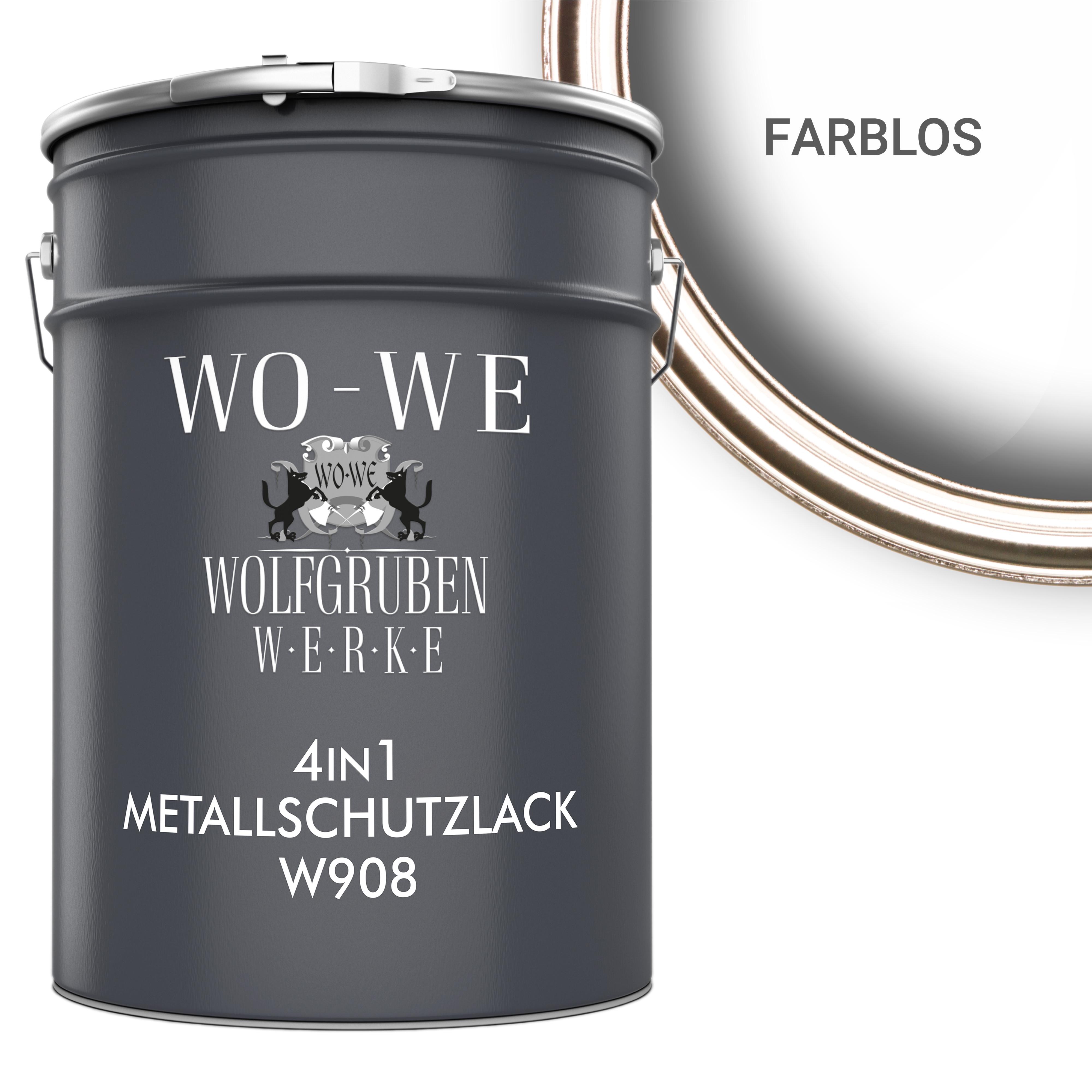 WO-WE Metallschutzlack 4in1 Metalllack Metallfarbe Metallschutzfarbe W908 Farblos - 2.5L