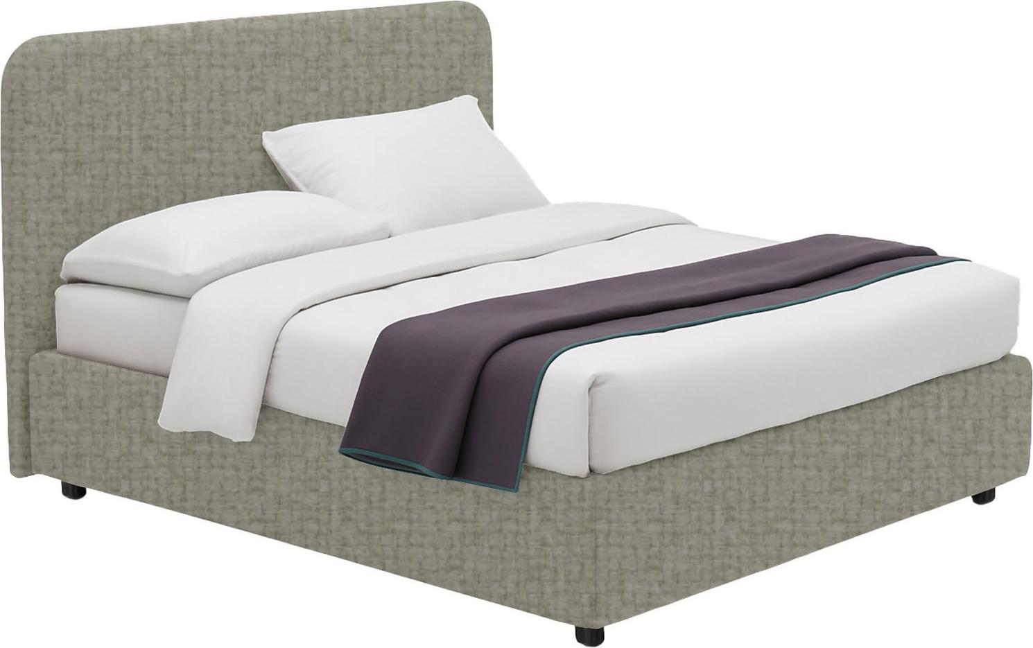 Dmora Einzelbett Supino Grau, Abnehmbar mit Behälter