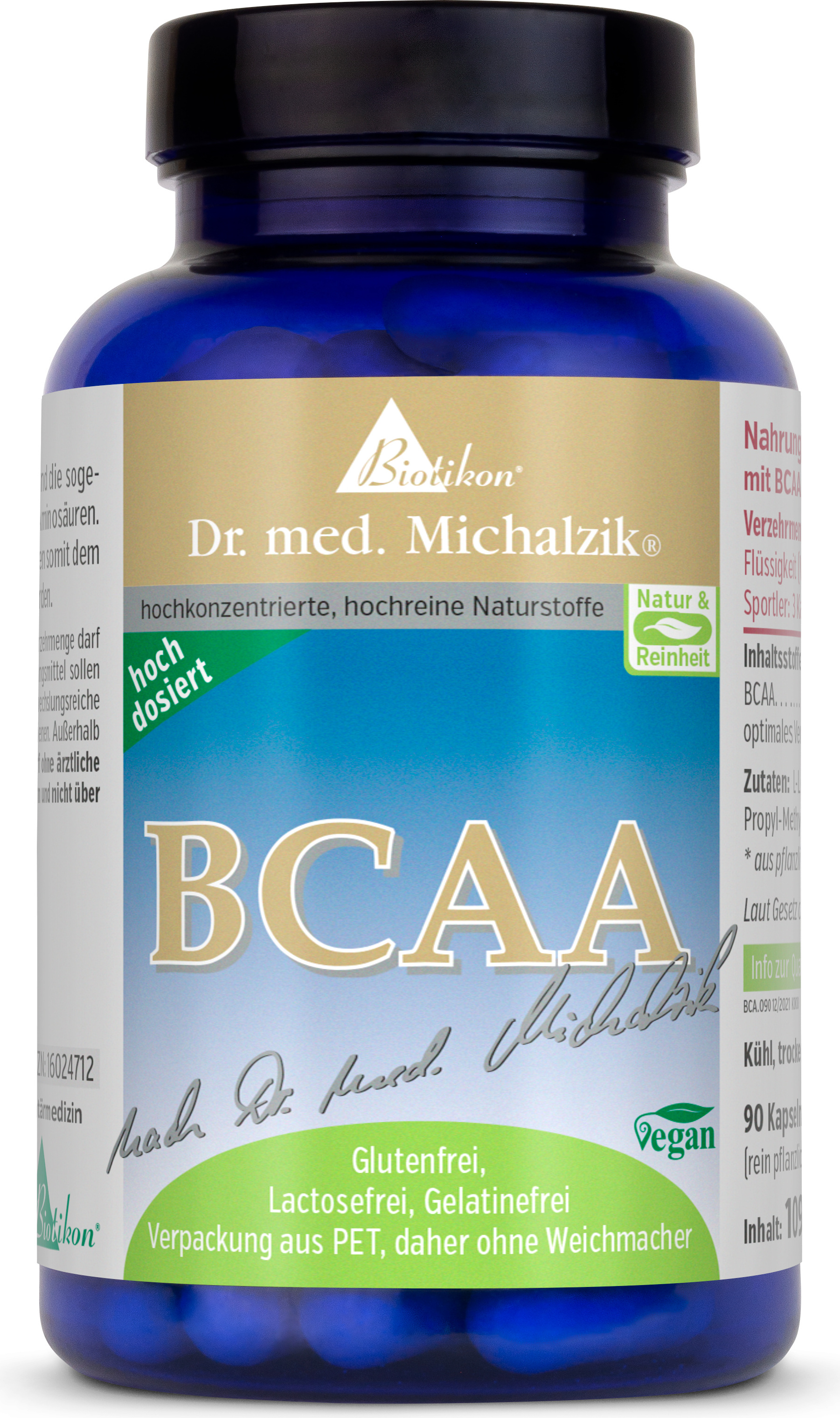 BCAA nach Dr. med. Michalzik - je Kapsel 1050 mg BCAA - von BIOTIKON® BCA.090