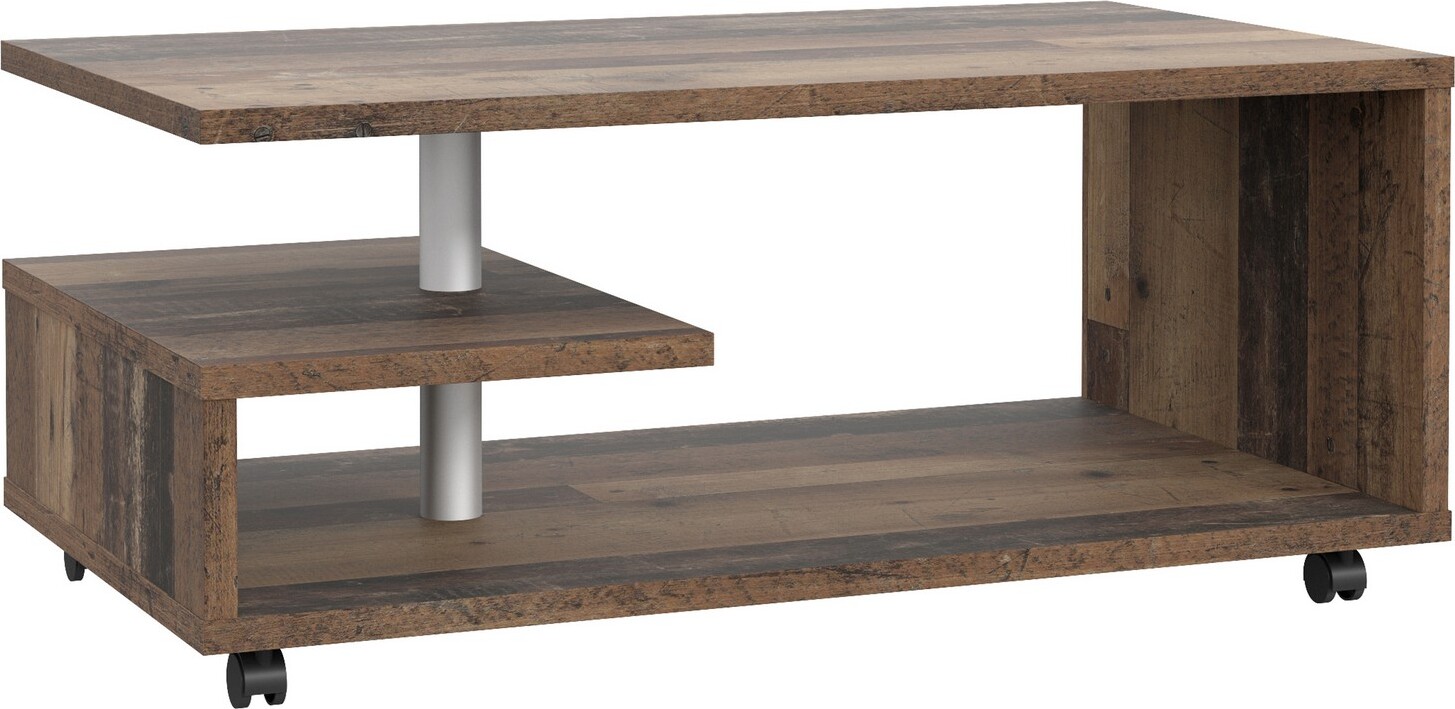 Furniture24 Kaffetisch Bailey Bl1T01-H51 Couchtisch Kaffetisch Auf Rollen Old Wood Vinatge BL1T01-120