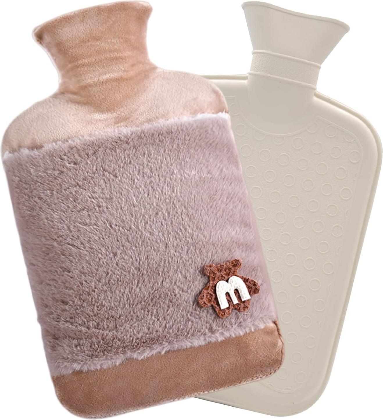 Crrynuo Bouteille d'eau Chaude,2L Caoutchouc Naturel Bouillotte eau Chaude Sont BPA,Sac d'eau Chaude Epaisse et Etanche pour Compresses Chaudes et Froides, les unconforts menstruels, Réchauffe-Mains (Marron) KAU-LR-UN-CPK-20251204-40