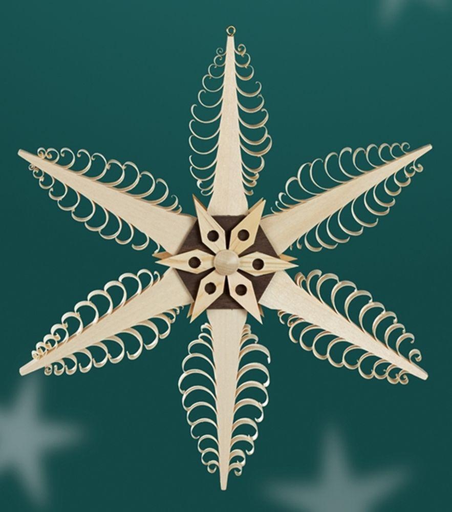 Herstellung von Baum- & Fensterschmuck Martina Rudolph Fensterschmuck Spanstern Mitte mit Holzstern( Beidseitig) BxHxT=24x24x2,5cm NEU 127