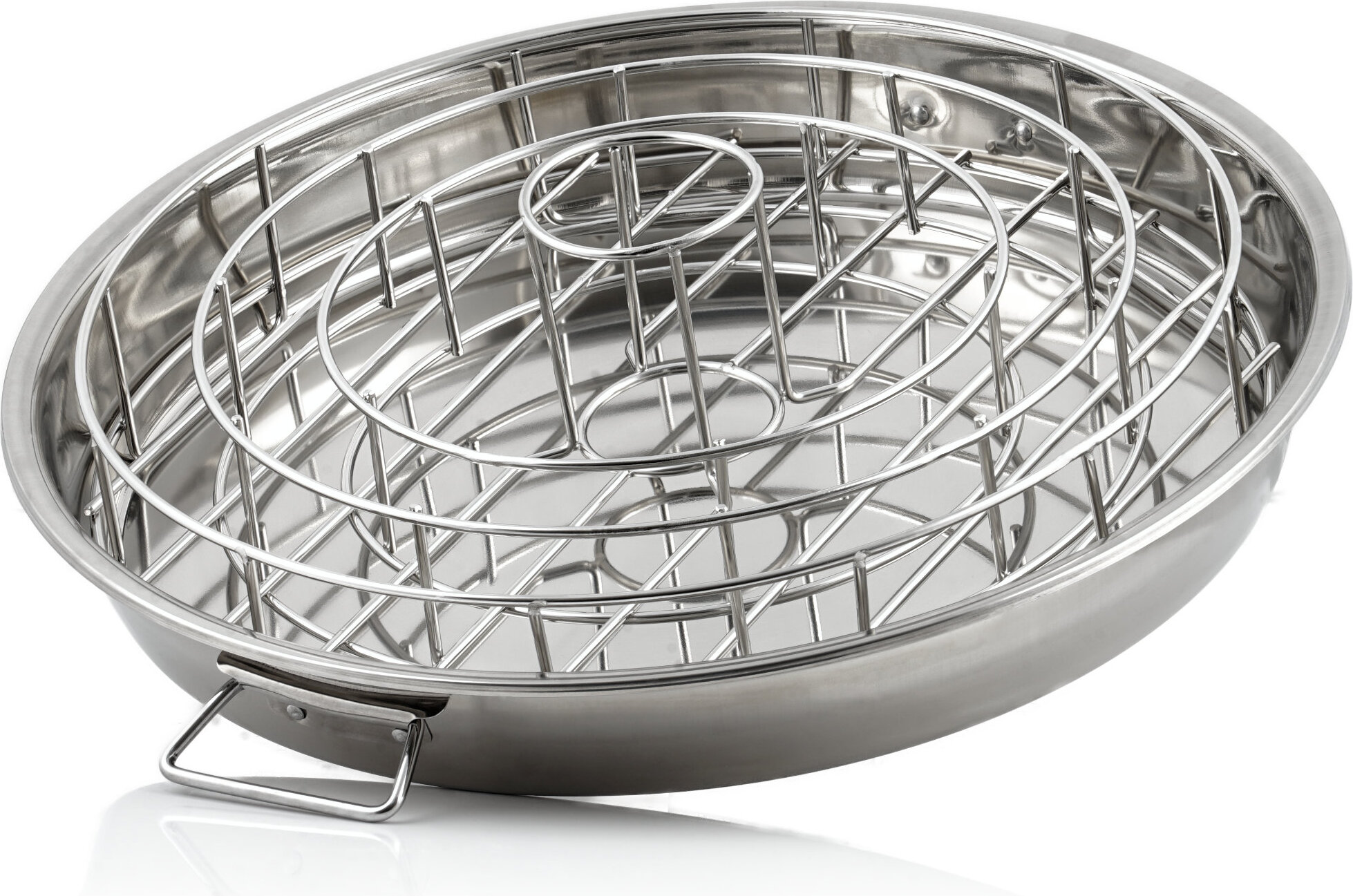 BBQ-Toro Edelstahl 3-In-1 Rippchen und Hähnchenkeulen Halter mit Auffangschale