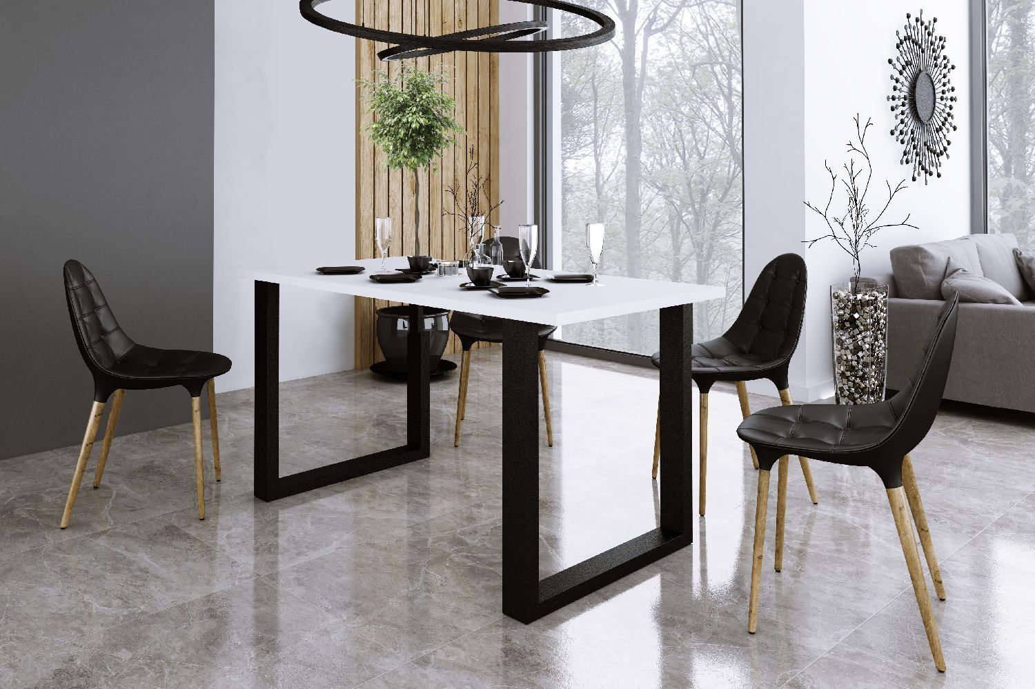 AmBi24 Esstisch IMPERIAL Tisch Metallbeine 138x67 Weiß