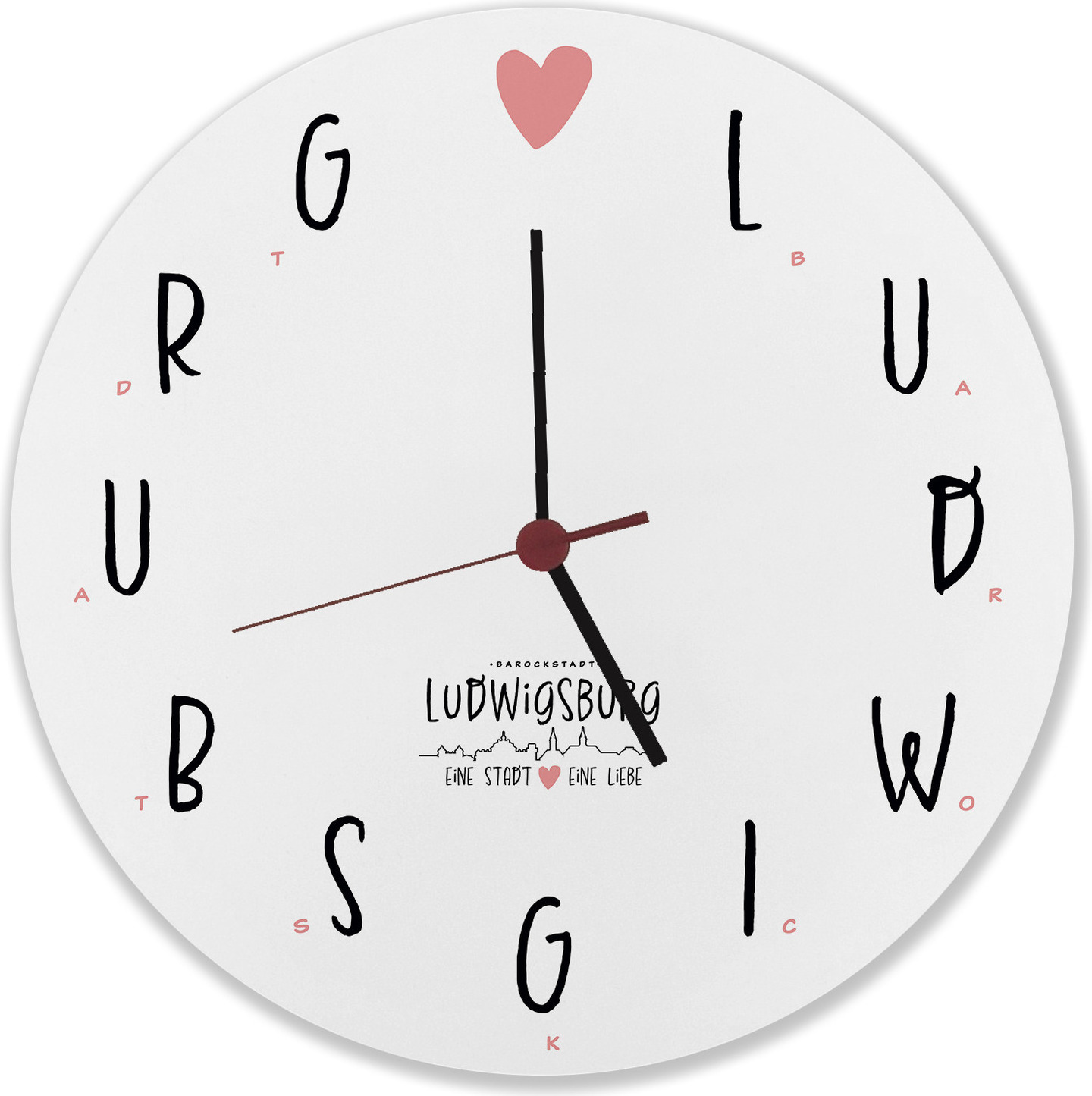 speecheese Ludwigsburg Wanduhr aus MDF mit Spruch Eine Stadt - Eine Liebe