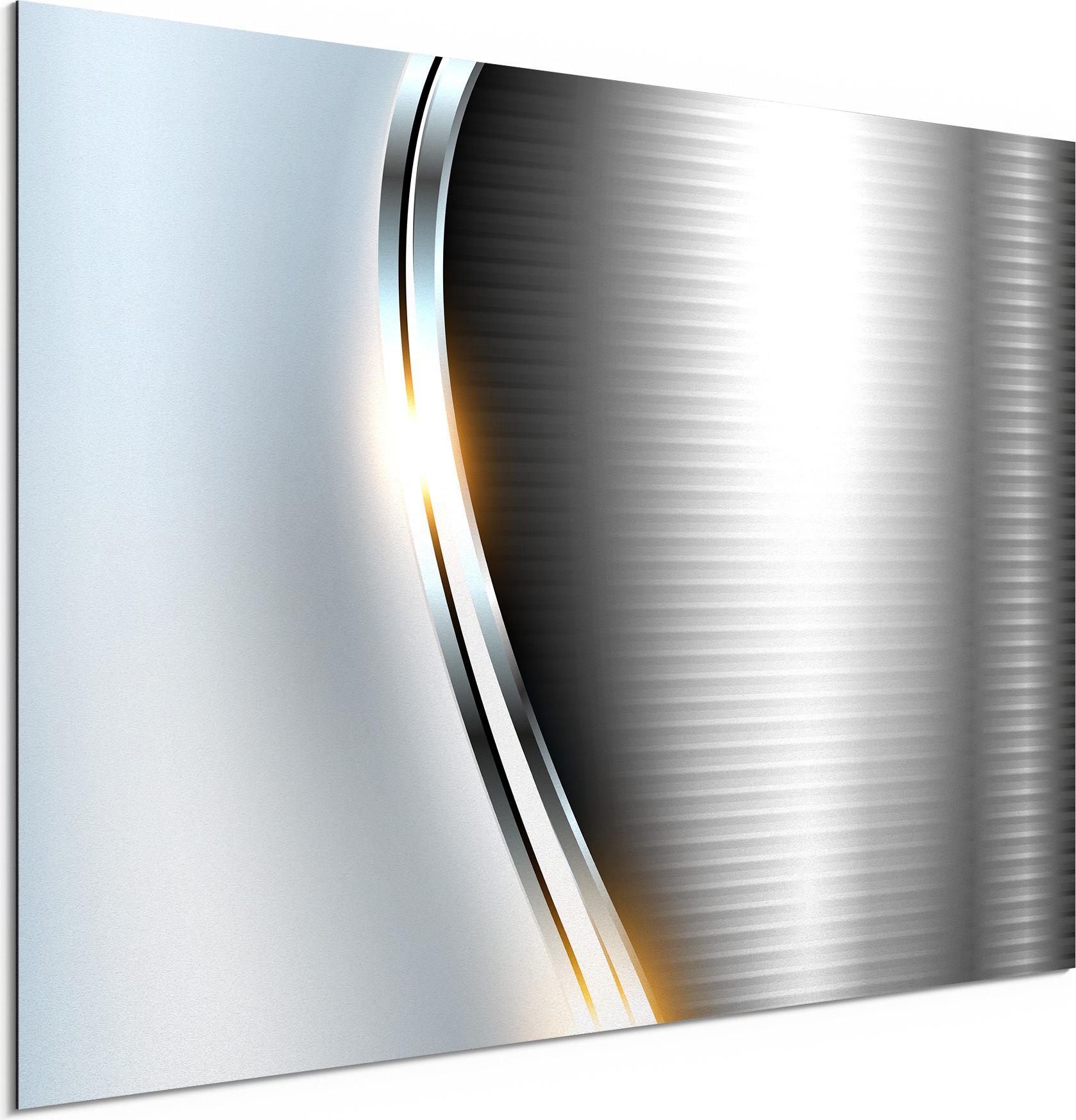 DEQORI Alu-Dibond Bild Weiß 60x40 cm 'Elegantes Vektordesign' Wandbild Metall dünn Design AD-60-40-W-1196-UV