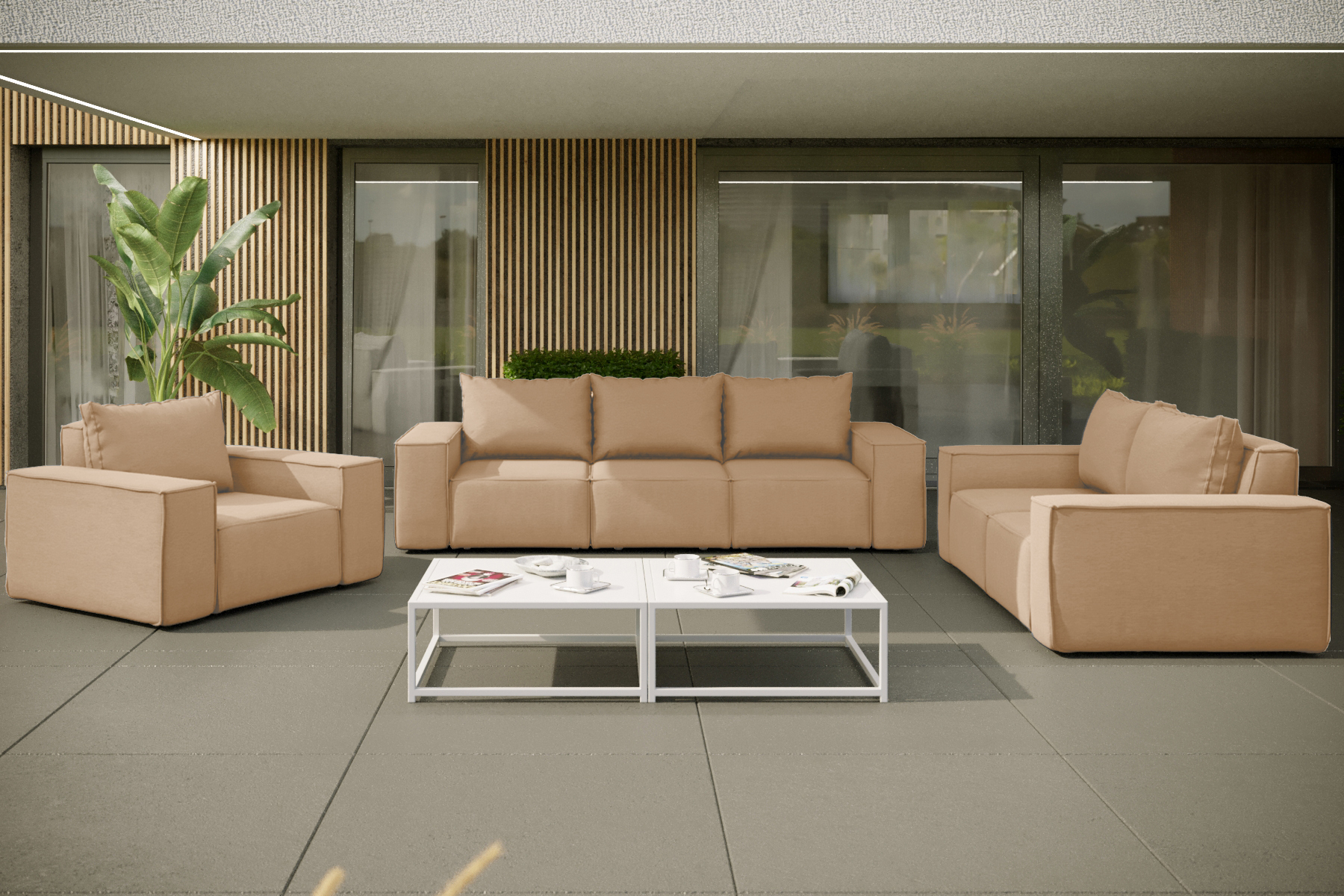 Kaiser Möbel Gartenmöbel set 3 2 1 für den Garten, Terrasse, gartenmöbel lounge set SONNE EXCLUSICVE Capucino