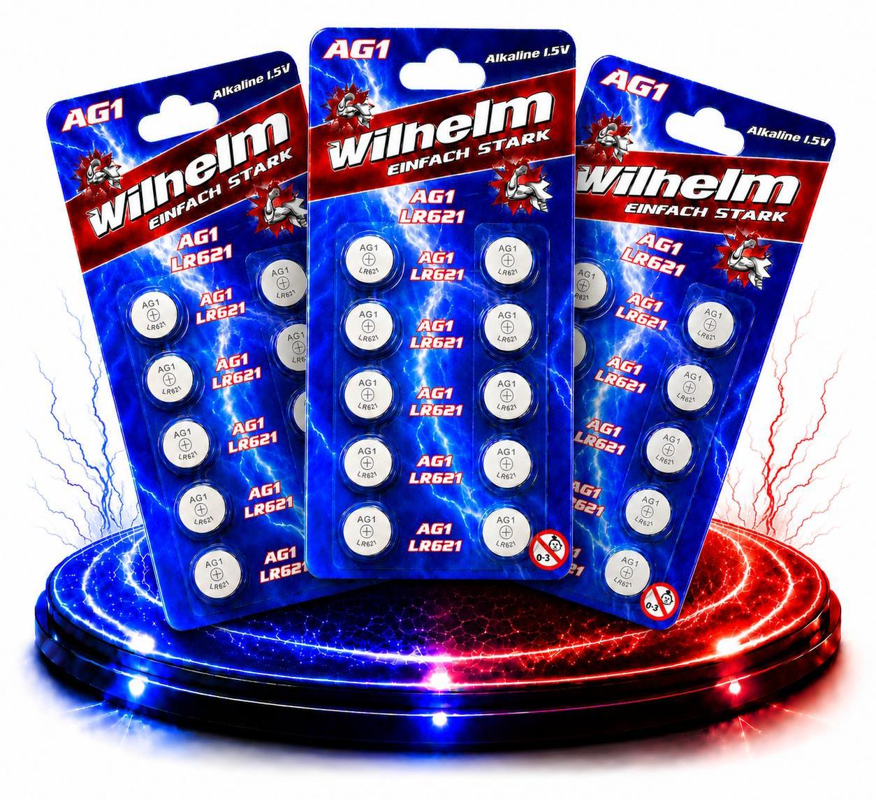 30 x AG1 Wilhelm Knopfzellen Knopfbatterien Uhrenbatterien LR621 LR60 164