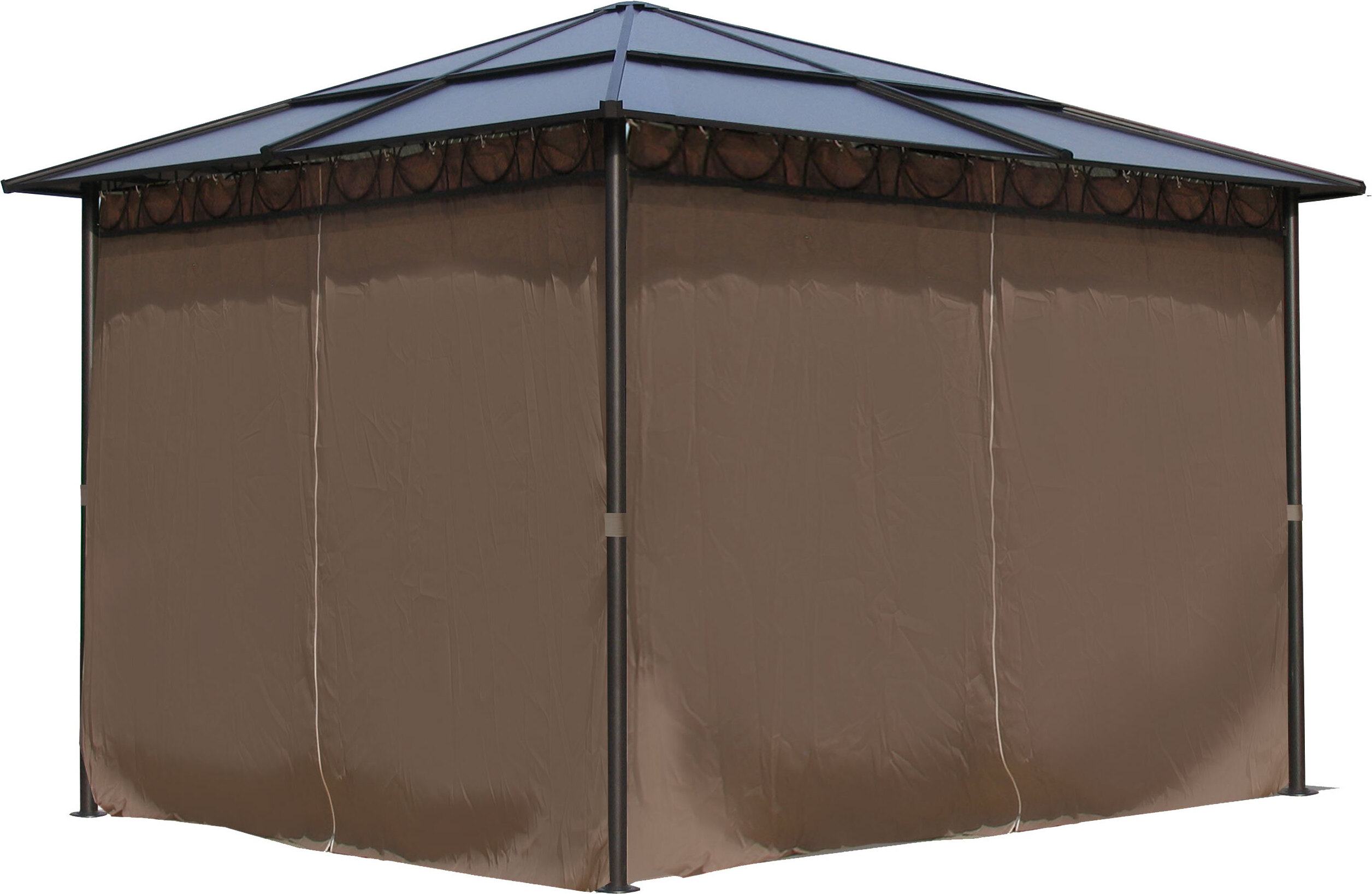 Metall Garten Hardtop Pavillon 3x3m mit 4 Seitenteilen Doppelstegplatten Polycarbonat