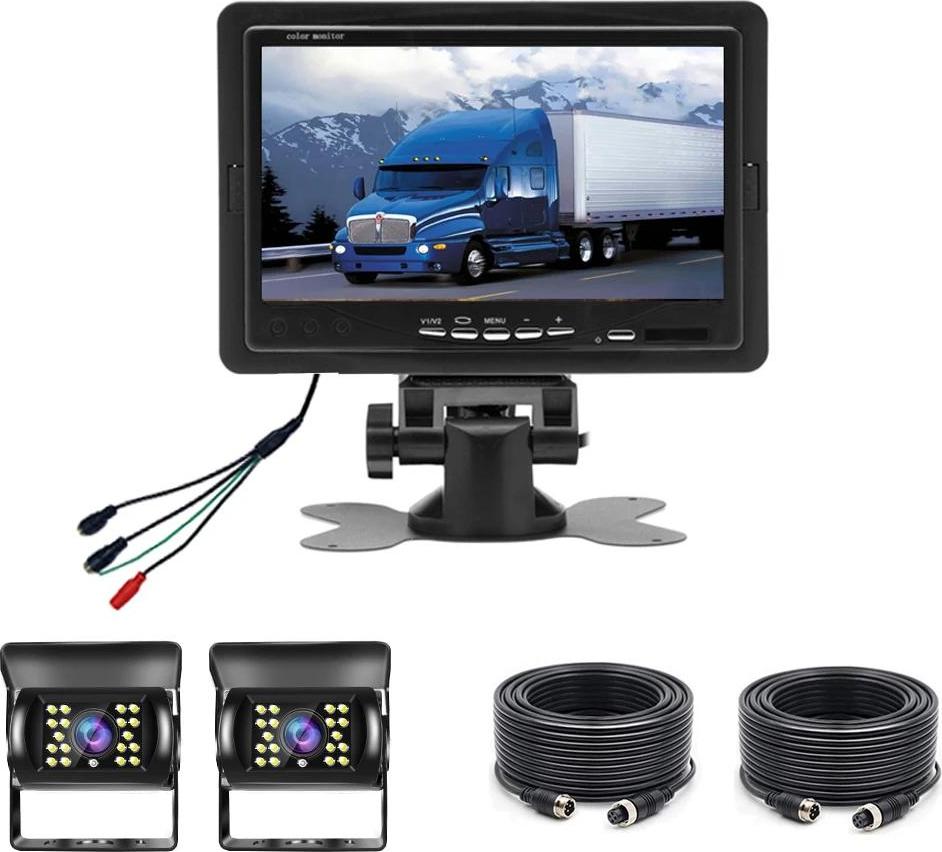 Automatický monitor, duálna záložná kamera, vodotesná konštrukcia, monitor s 2 kamerami