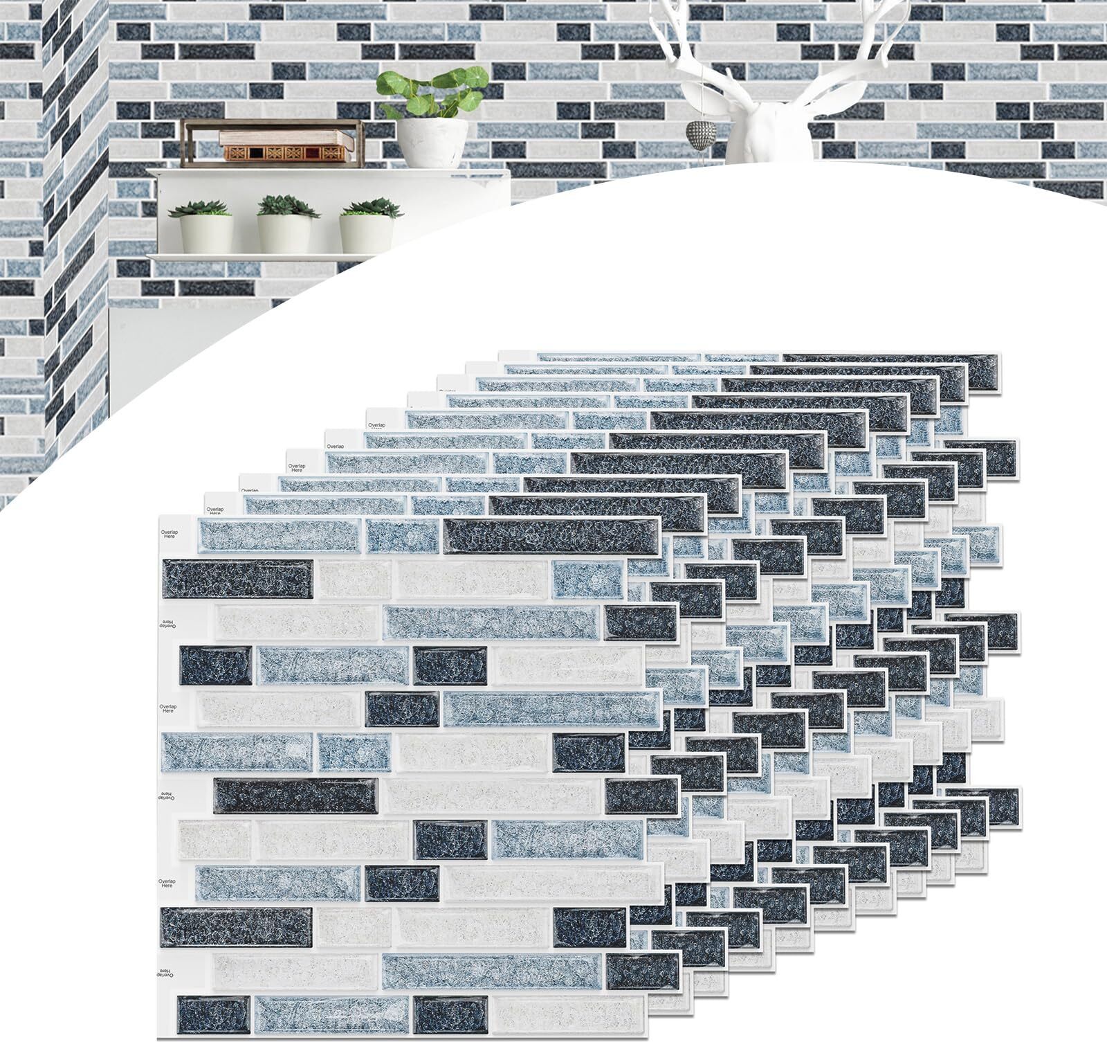 ACXIN 10 Bl?tter 3D Fliesenaufkleber Bad K¹che Selbstklebende Fliesen, Wasserdicht Fliesensticker Aufkleber Fliesenfolie Wandfliesen Klebefolie 30 * 30 cm, Typ N