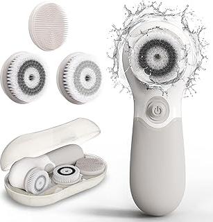 Akhan Gesichtsbürste mit 3 Aufsätzen & 2 Geschwindigkeiten - Tiefenreinigung & Peeling - Für alle Hauttypen - Inkl. Silikonaufsatz & Reiseetui - Plastikfrei verpackt Elektrische Gesichtsreinigungsbürste 174853839