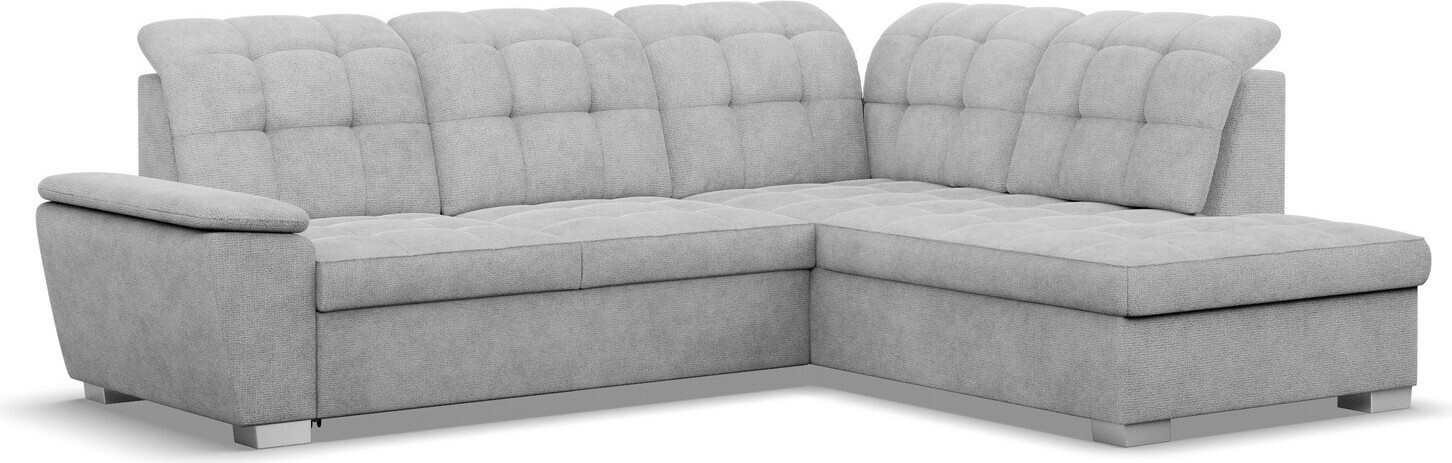 Mebligo Ecksofa BARON Full Version, 255 x 200 x 105, RECHTS - mit Schlaffunktion, Farben Hellgrau, Zusatzfunktionen: Schlaffunktion (Delfin), Bettkasten