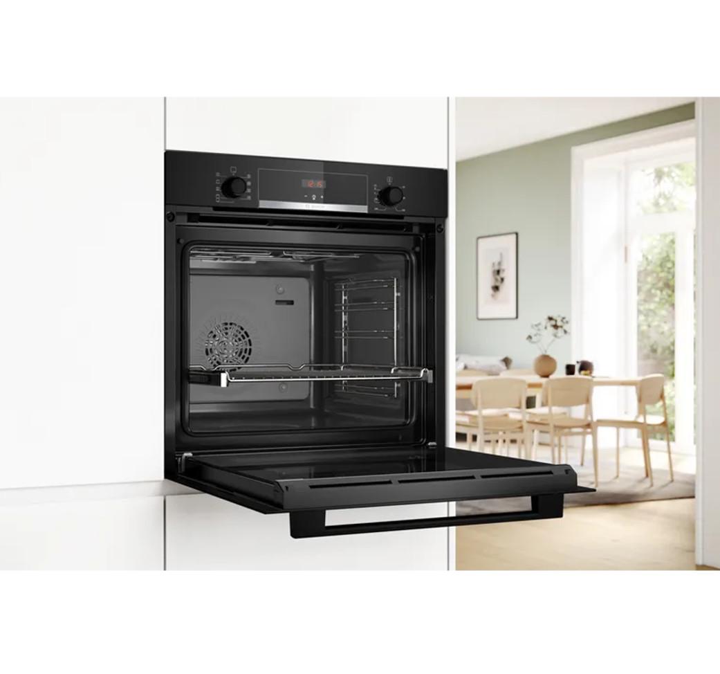 Bosch Herdset Autark Induktion Kochfeld und Backofen Schwarz mit Teleskopauszug. HBA534+PUG611