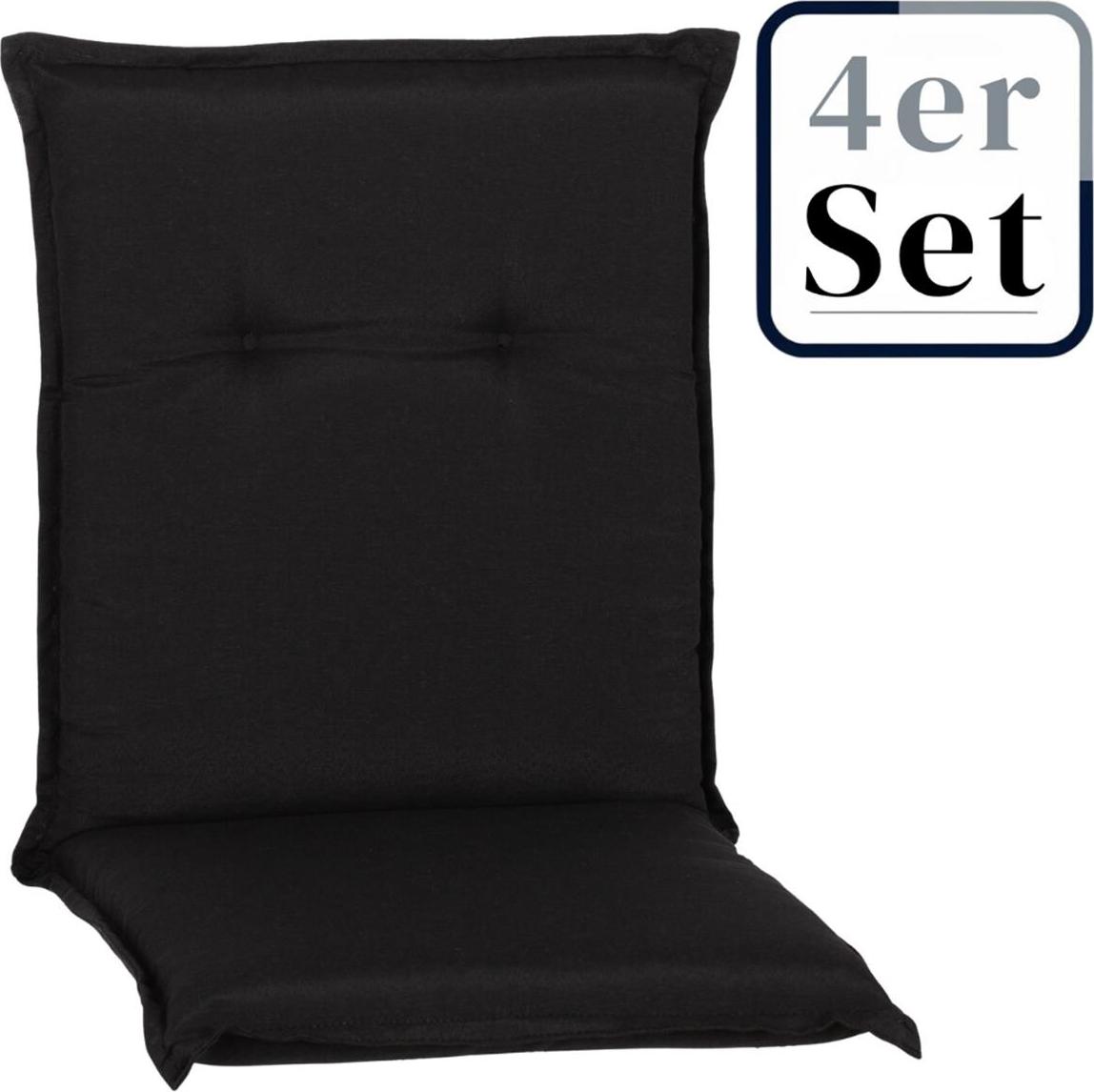 Green Spirit 4er Set Niedriglehner Auflage Trabzon, Motiv - Uni, anthrazit, 98x46x8cm