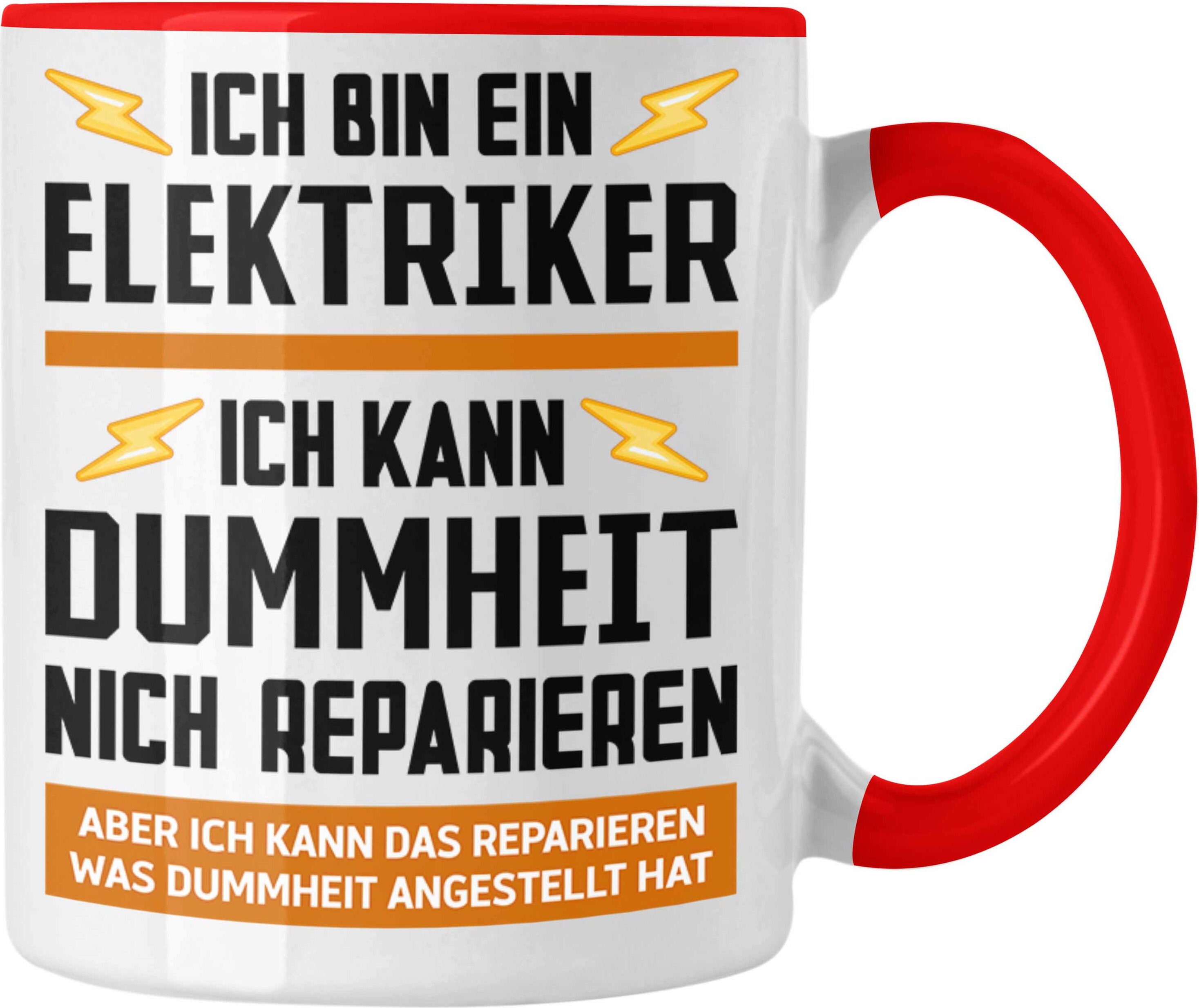Lustige Dachdecker Tasse – Rot, Beidseitig Bedruckt, Spülmaschinenfest, In Deutschland Bedruckt