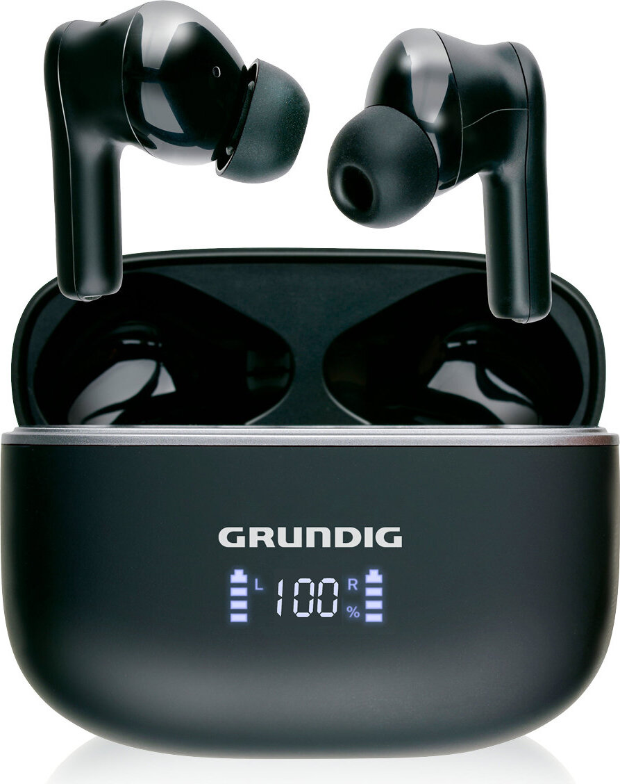 Bezdrôtové slúchadlá do uší Grundig Bluetooth Earbuds 300mAh - slúchadlá s LED displejom a 6,5 hodinami prehrávania - vrátane nabíjacieho puzdra a nabíjacieho kábla USB-C