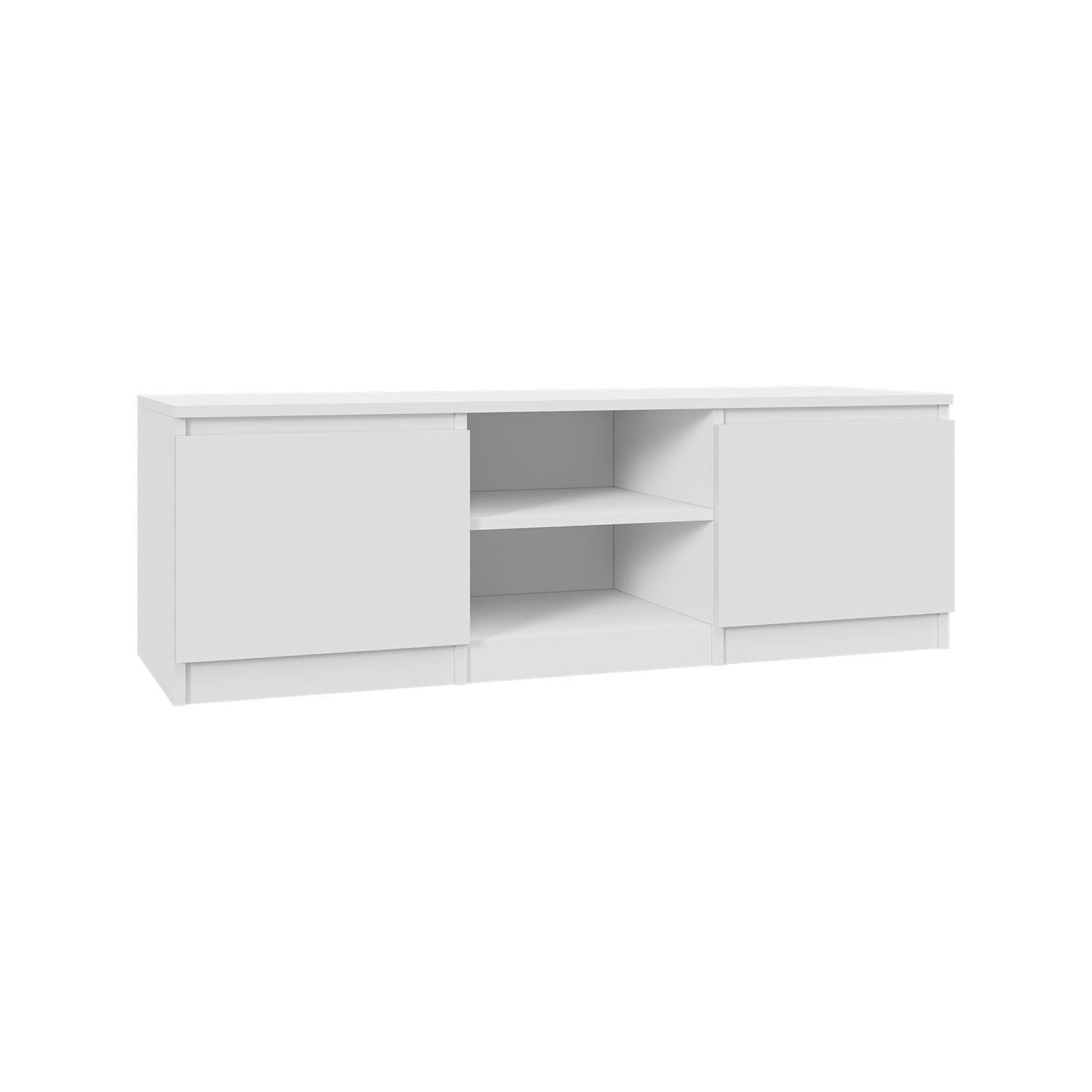 Mebligo Kommode TV-Schrank AVEN 120cm Matt Weiß mit 2 Schränken und 2 Regalen TV-Schränke