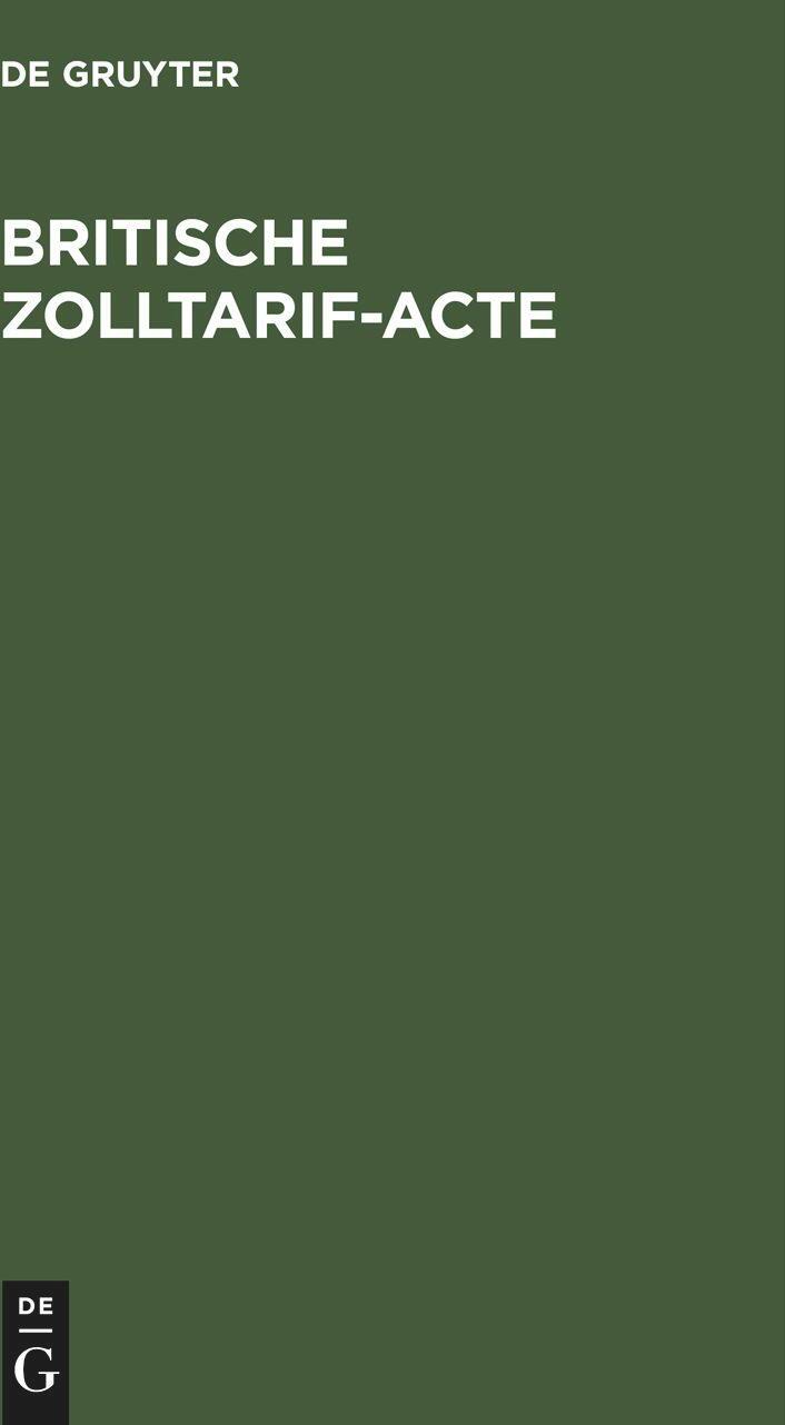 Sonstige Verlage Britische Zolltarif-Acte