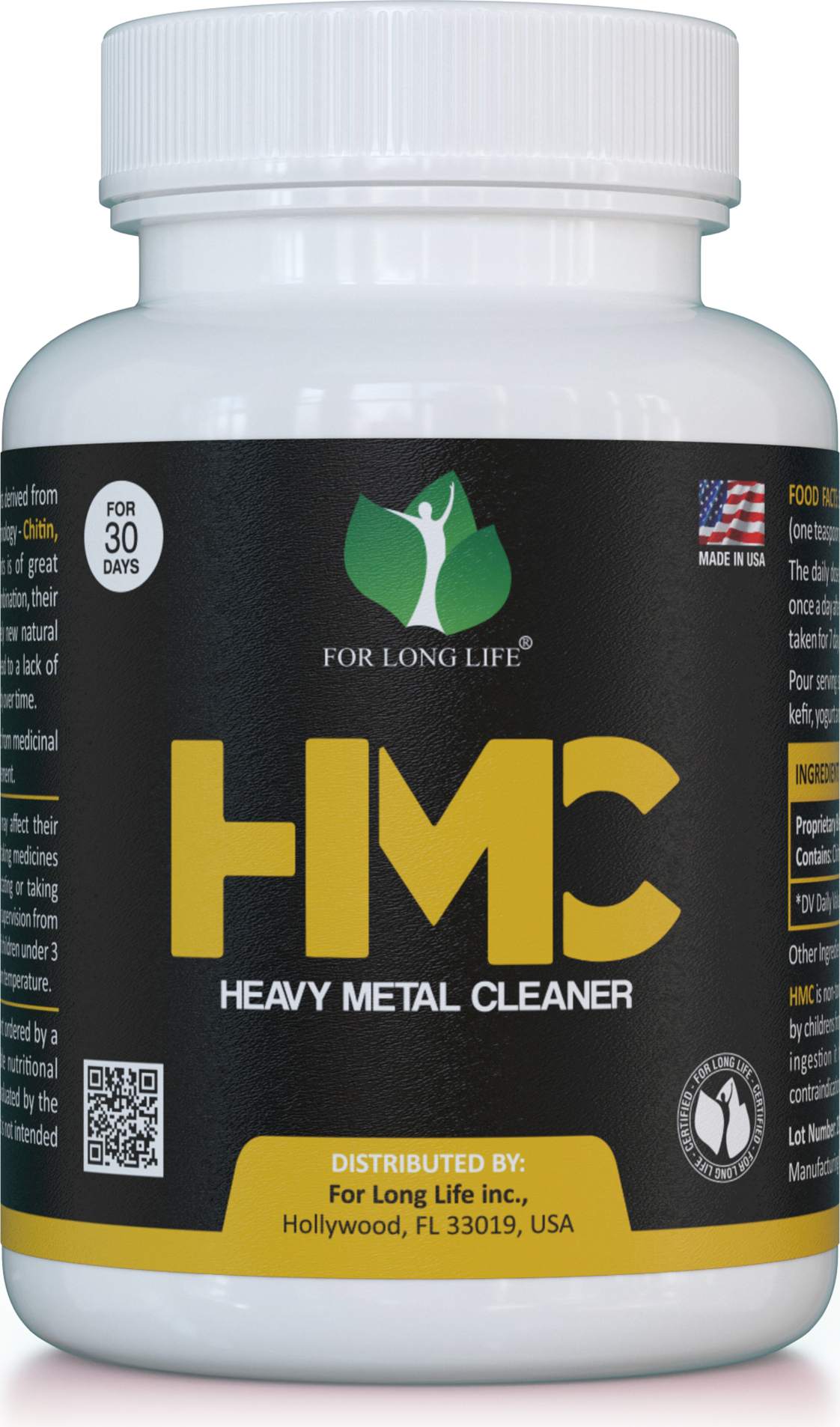 FOR LONG LIFE HMC – Schwermetall Detox Pulver | Entgiftung mit Chitin, Beta-Glucanen & Melanin