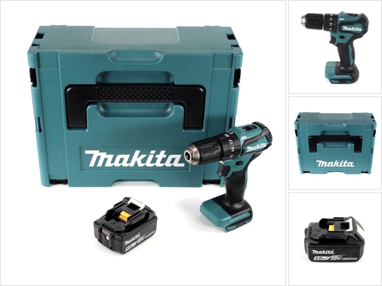 Makita DHP 483 T1J Akumulátorová príklepová vŕtačka 18 V 40 Nm + 1x akumulátor 5,0 Ah + Makpac - bez nabíjačky