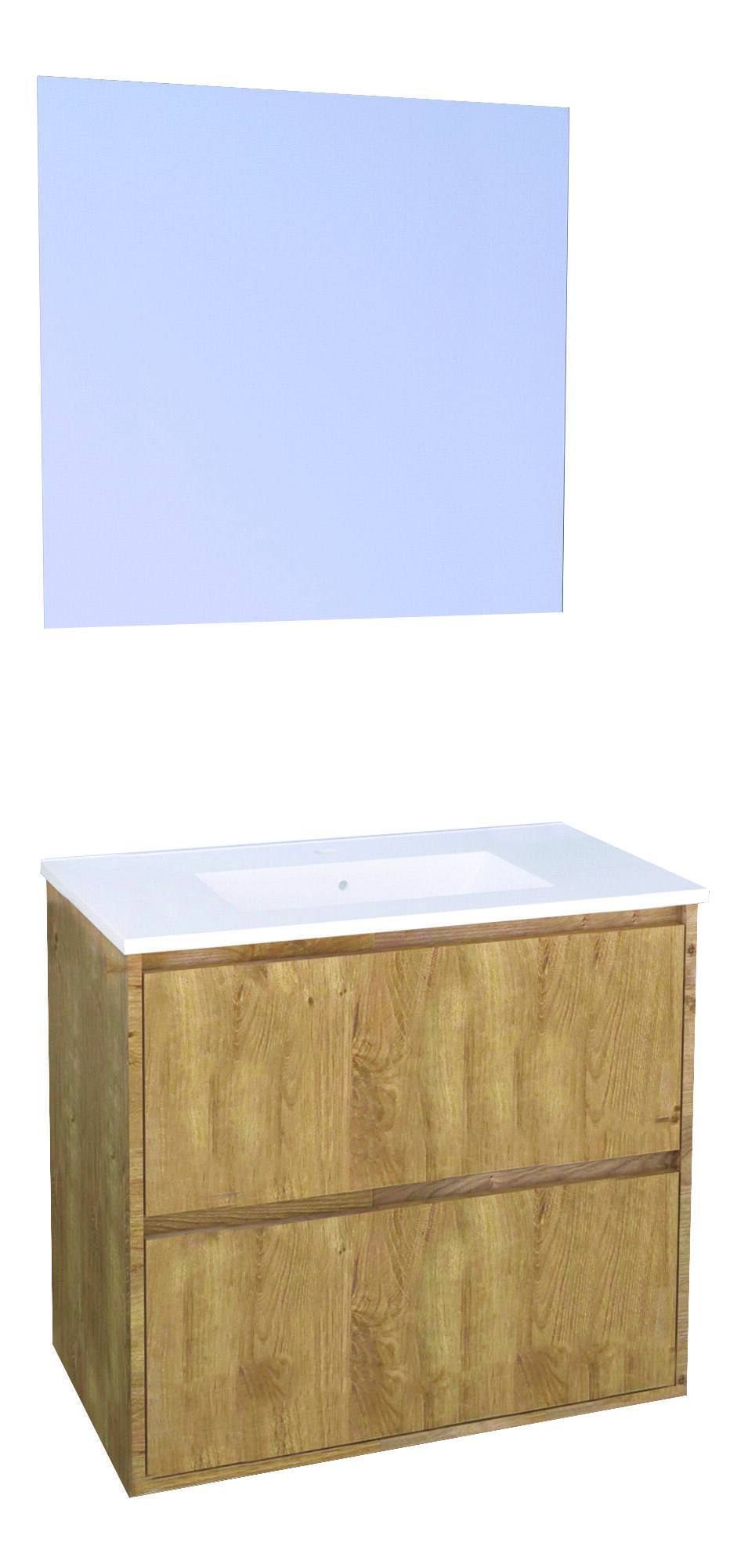 AYOR BATHROOM ONDEE ZEN – Badezimmerschrank BELIS – Hängend – Hängender Spiegel – 80 cm, Holzoptik SAUKMBEL2T80BOISUS