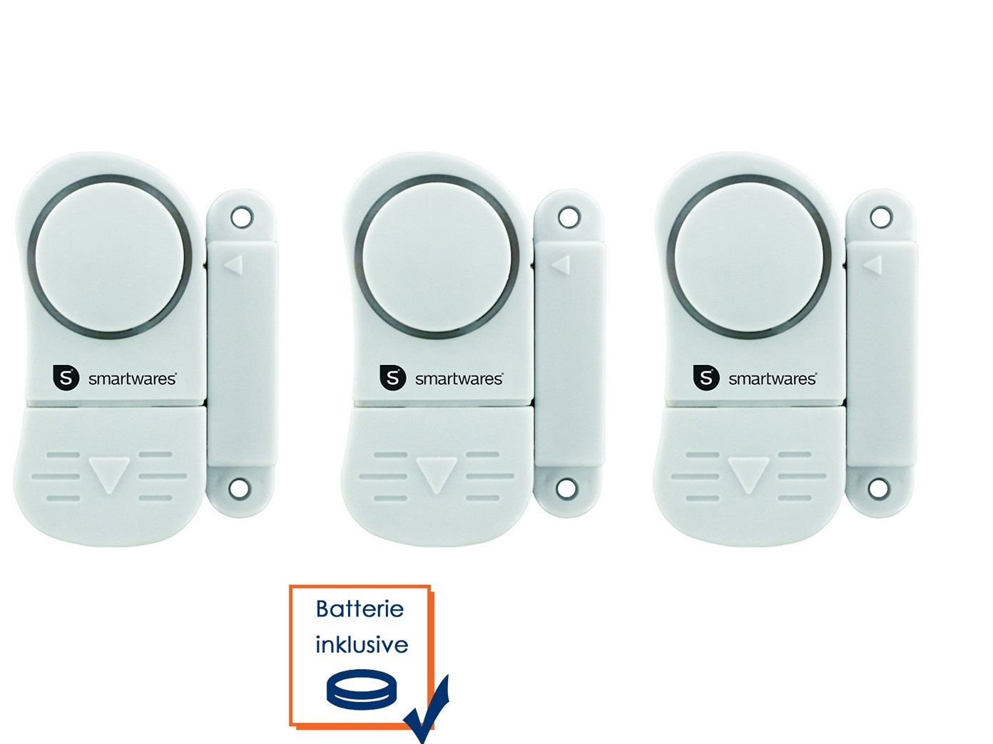 Smartwares 3 x Alarm Fenster Türe Fensteralarm Türalarm Mini Alarmanlage 10.017.13
