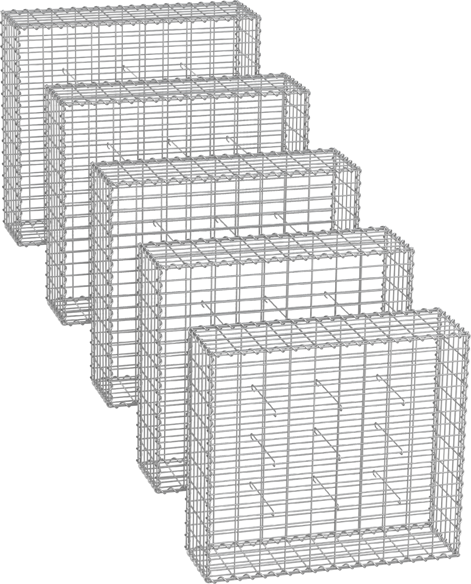 SONGMICS Drahtkorb Gabione, 100 x 90 x 30 cm, Metall-Steinkorb, 5er Set GGB593