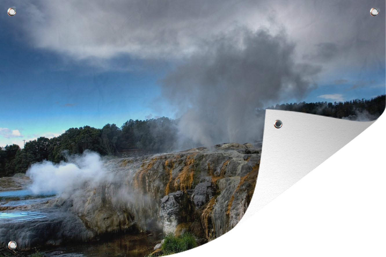 MuchoWow® 60x40 cm Outdoor-Poster Gartendeko Sichtschutz Garten Poster für den Garten Die Whakarewarewa-Geysire in Neuseeland 133|1290803