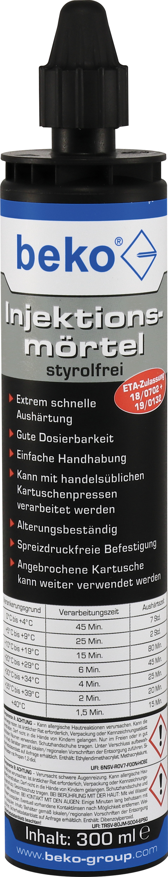 beko Injektionsmörtel 300 ml styrolfrei, inkl. 1 Zwangsmischer Beko-270280