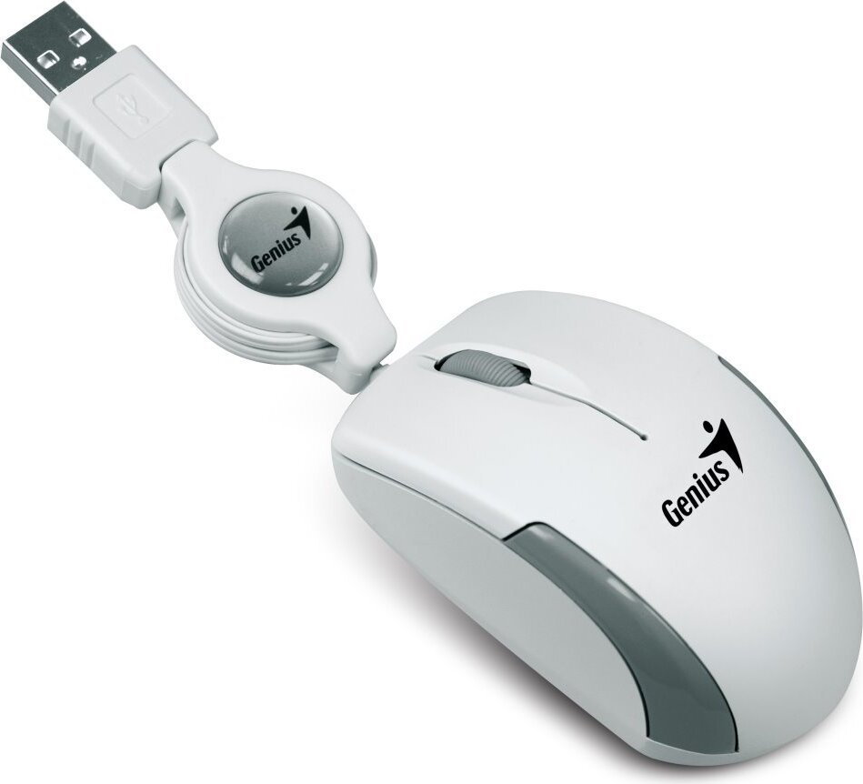 Maus genius micro traveler optical 1600dpi usb white versenkbar 31010100104