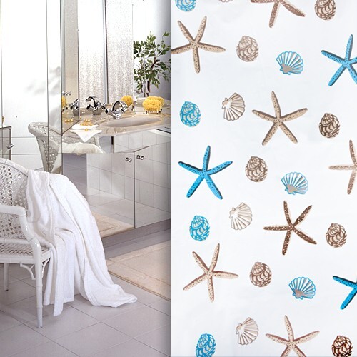 Peva Peva tenda da doccia 180x180 cm a pois bianco blu