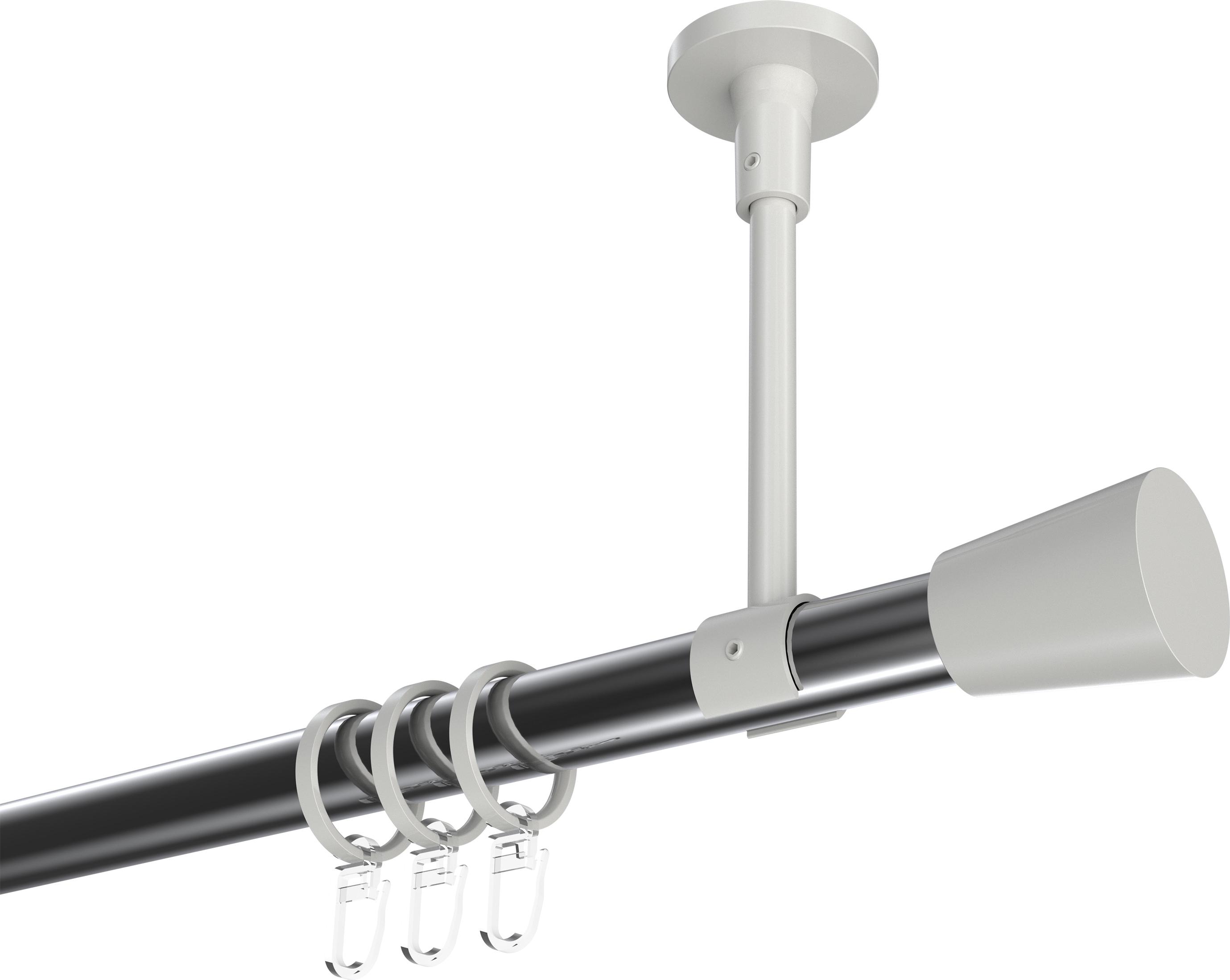 Interdeco Gardinenstange / Vorhangstange Chrom / Weiß, Typ Sonette Sitra (Konus) Deckenmontage, 20 mm Ø 1-läufig, 600 cm 10204633-601232Y3_KLA