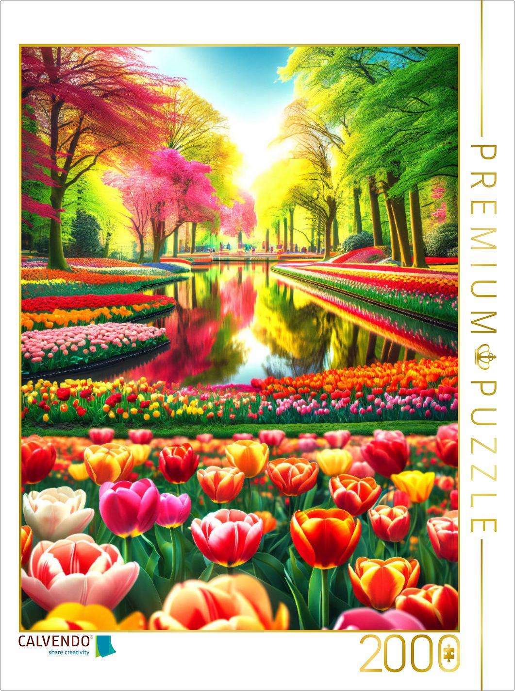 CALVENDO Puzzle Keukenhofs Blumenparadies in den Niederlanden | 2000 Teile Lege-Größe 90x67cm Foto-Puzzle für glückliche Stunden