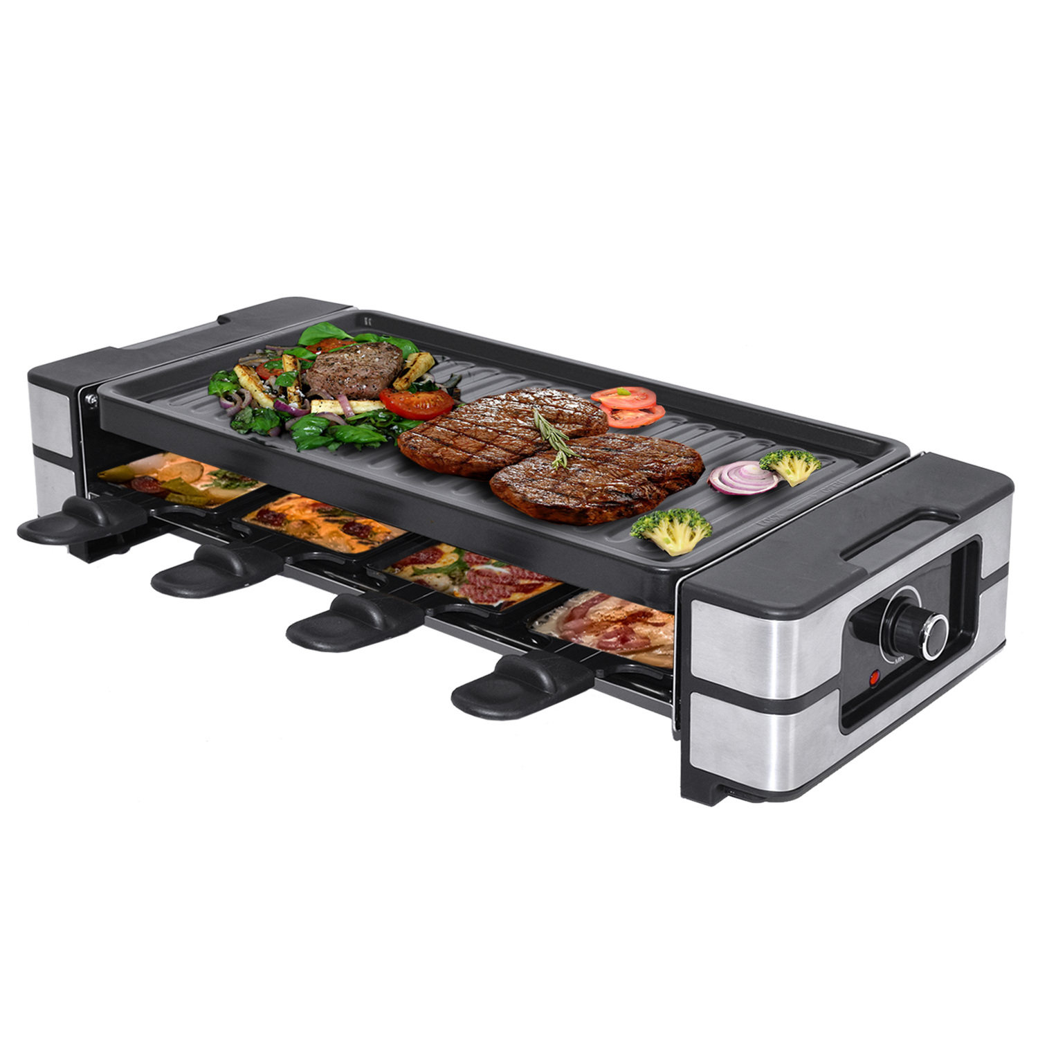Syntrox Germany 8er 4in1 Raclette Grill| Tischgrill | Pfännchen| 8 Personen Uzwil