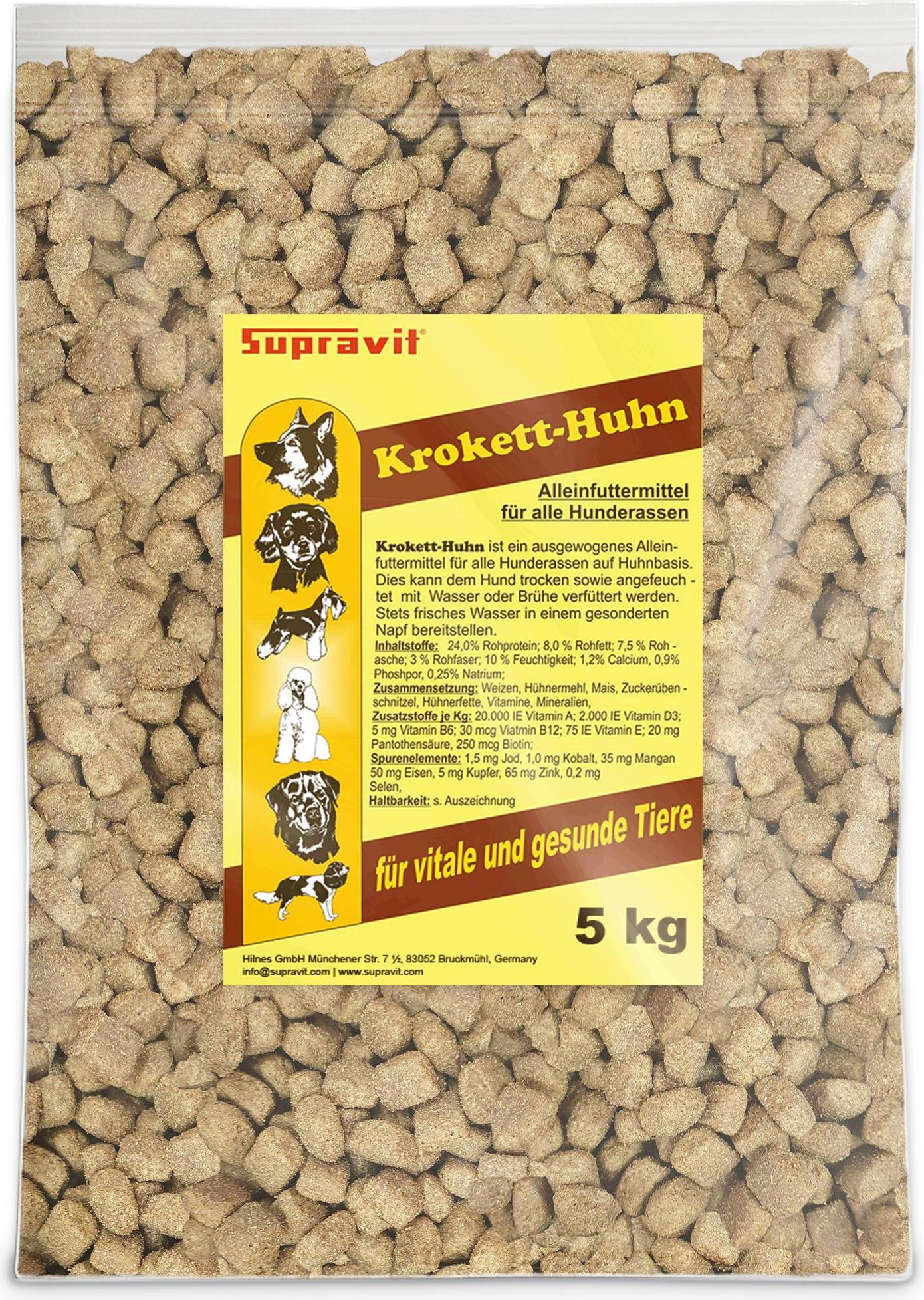 Supravit Hundefutter trocken 5kg | Huhn mit Mais | schmackhaft und gut verträglich | Hunde Trockenfutter für alle Rassen 469004