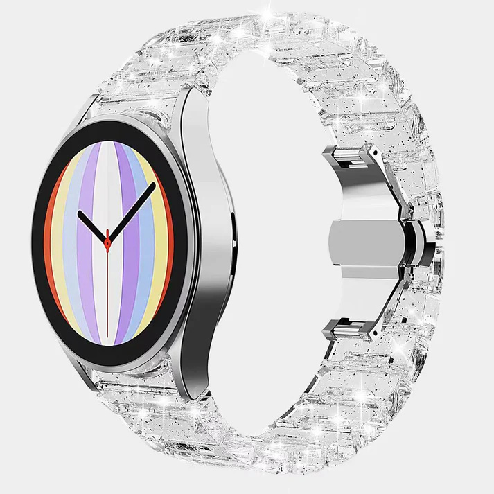 Náramok SYSTEM-S 20 mm z PC pre hodinky Samsung Galaxy Watch 5 4 Smartwatch v lesklej bielej farbe