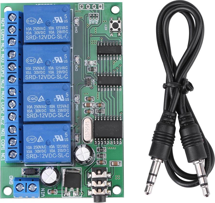 TWO TREES AD22B04 4-Kanal DTMF Ton Signal Decoder Relais Modul 12V – Fernsteuerung für Telefon & PLC