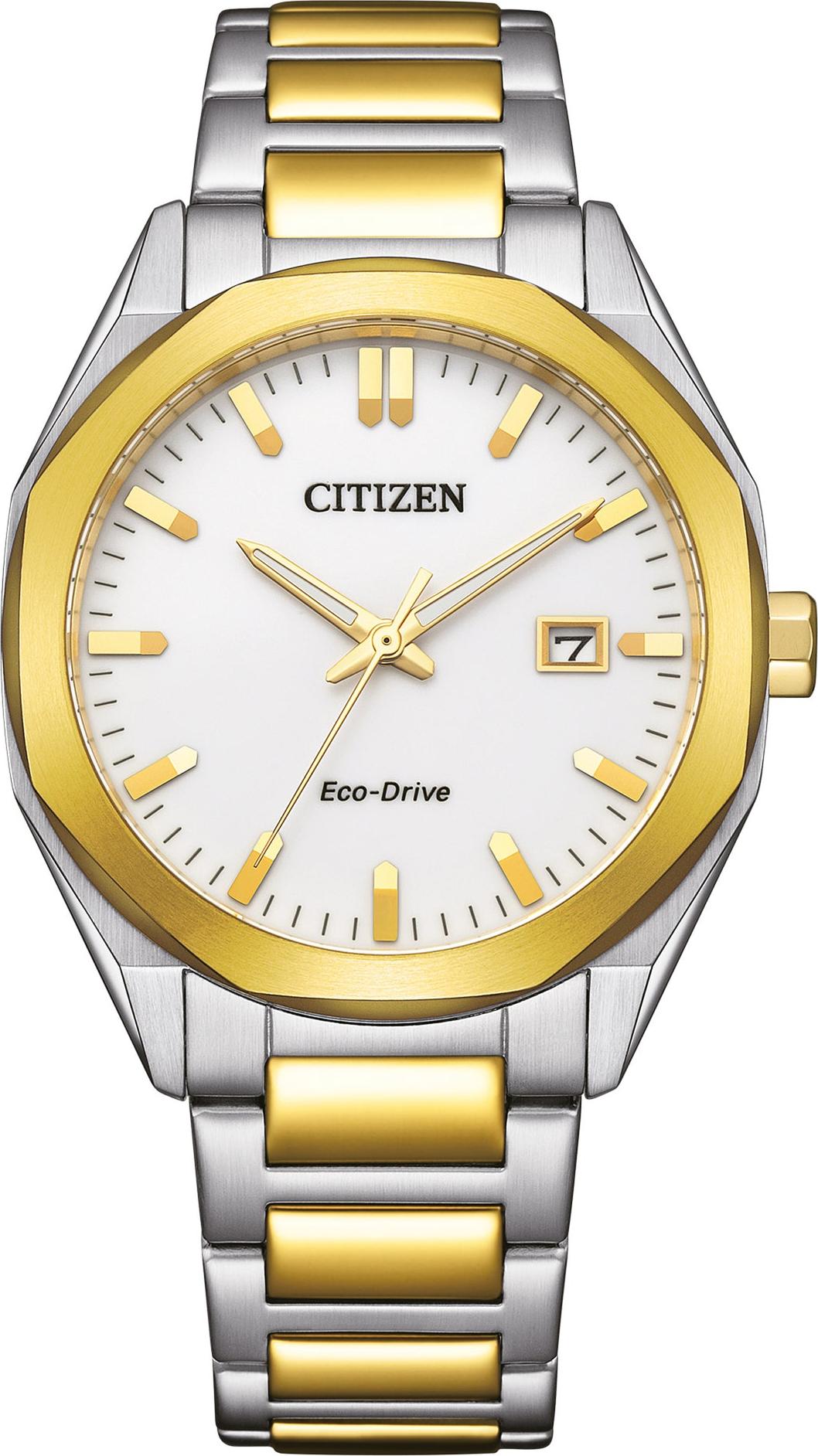 Citizen Uni-Uhr Eco-Drive Quarz Edelstahl-Band Gold-Ton