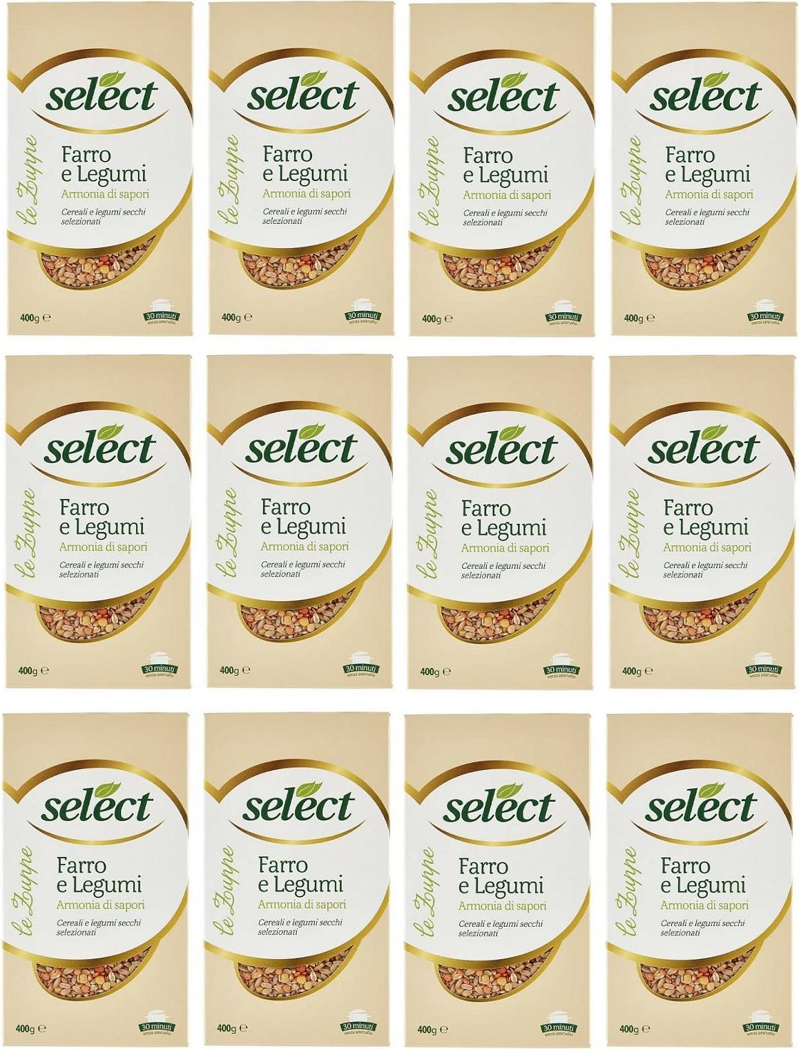 12x Select Le Zuppe Farro e Legumi Ausgewähltes Getreide und Ausgewählte Getrocknete Hülsenfrüchte 400g Packung 54-HHAF-7D65